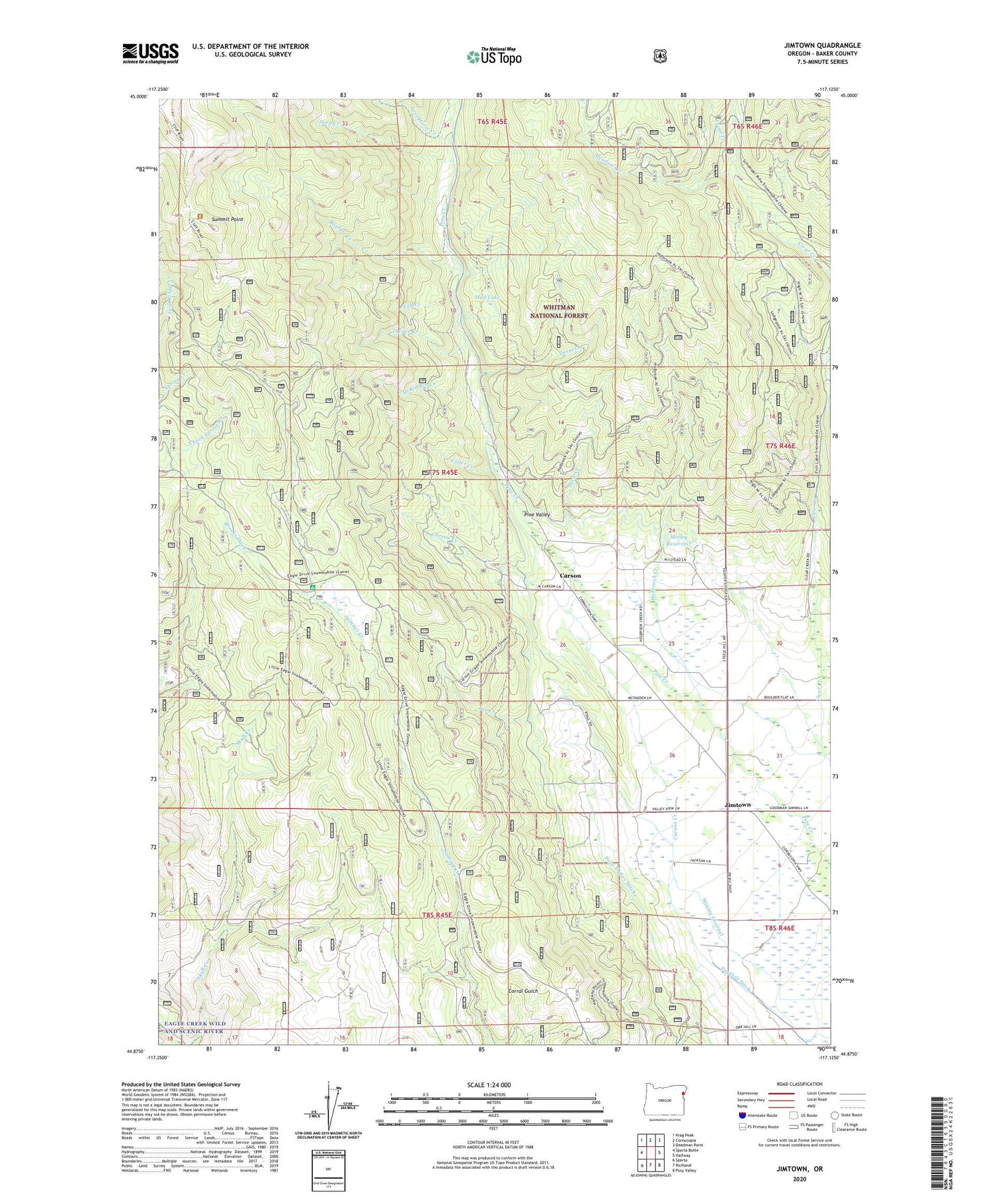 Jimtown Oregon US Topo Map Image