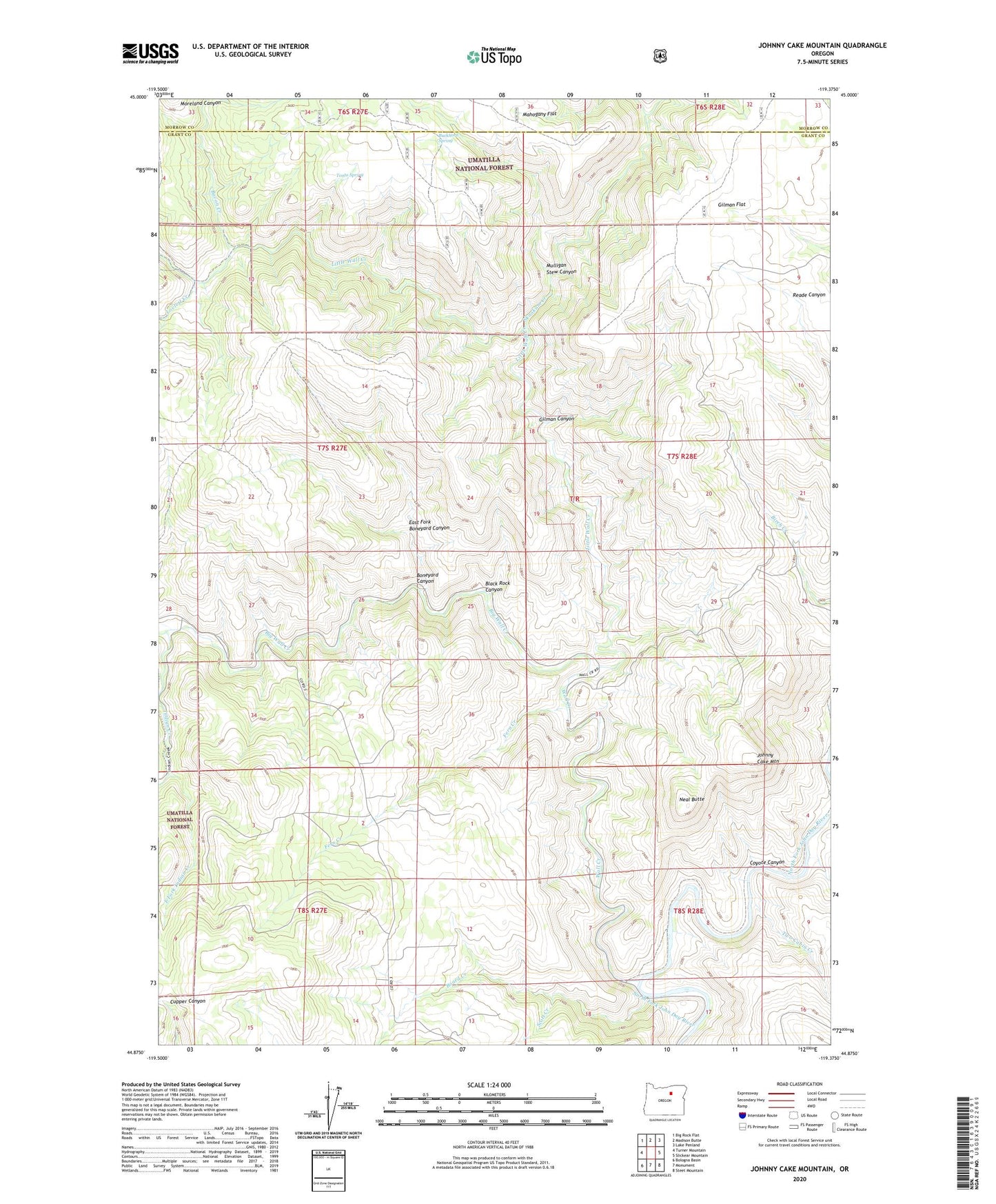 Johnny Cake Mountain Oregon US Topo Map Image