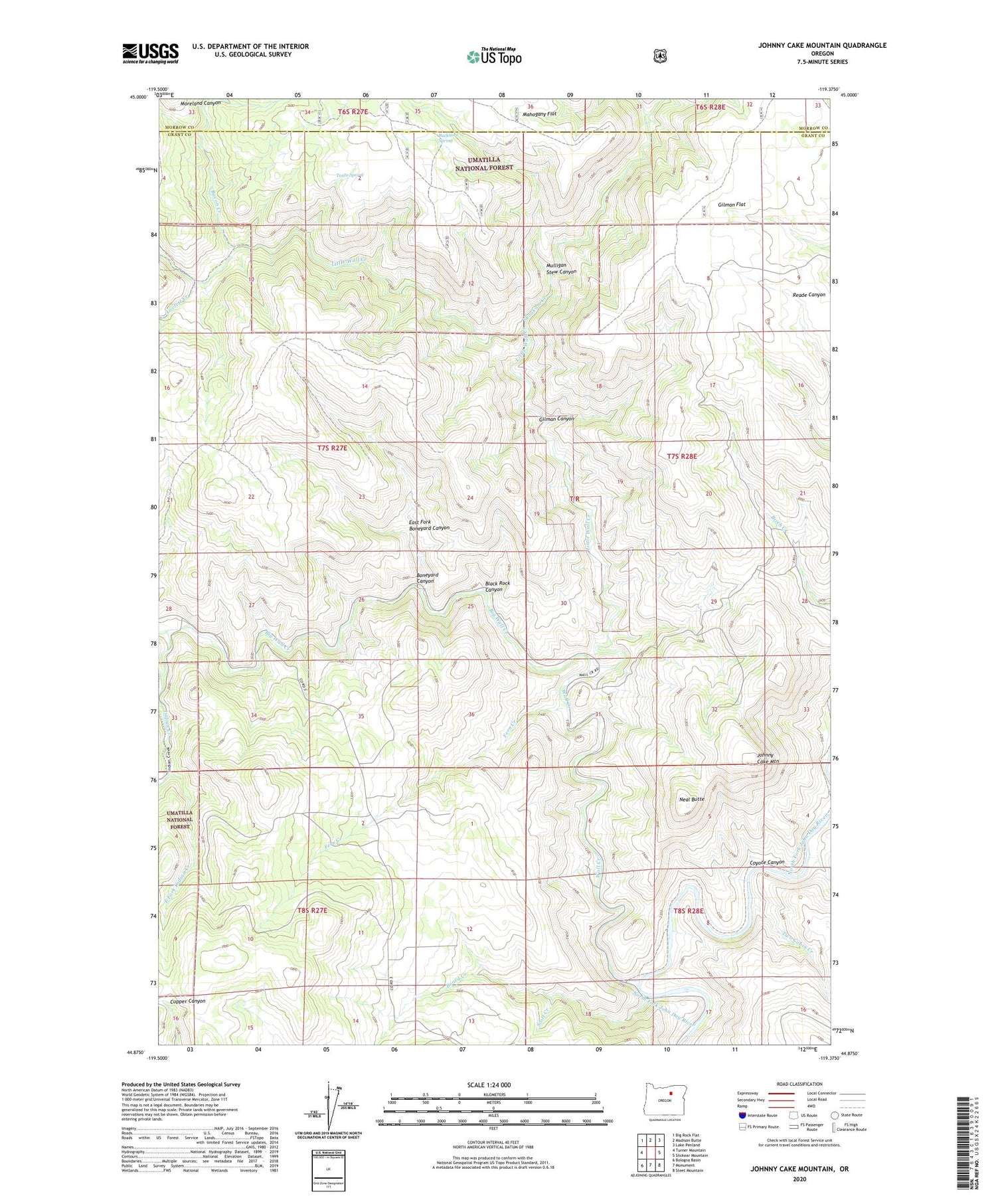 Johnny Cake Mountain Oregon US Topo Map Image