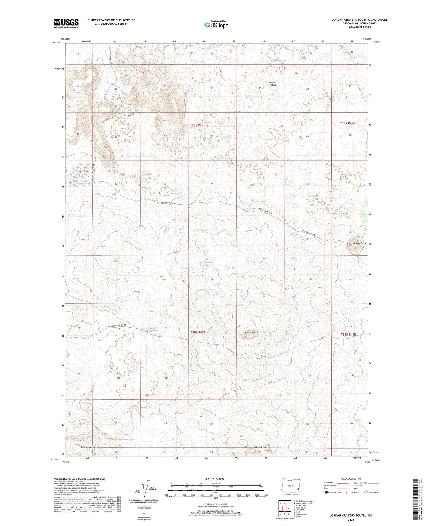 Jordan Craters South Oregon US Topo Map Image