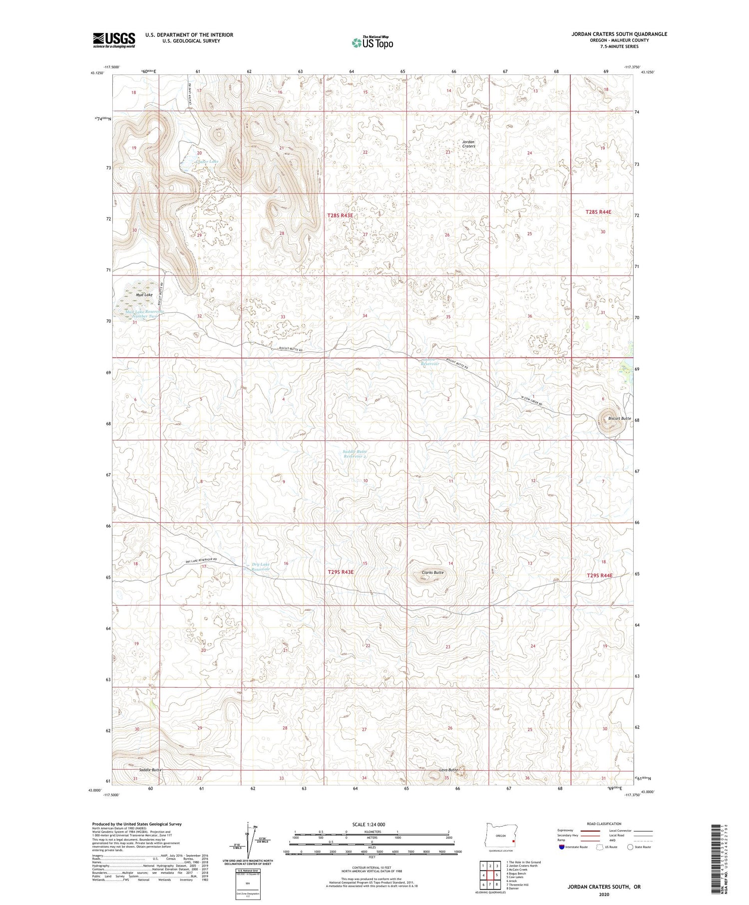 Jordan Craters South Oregon US Topo Map Image