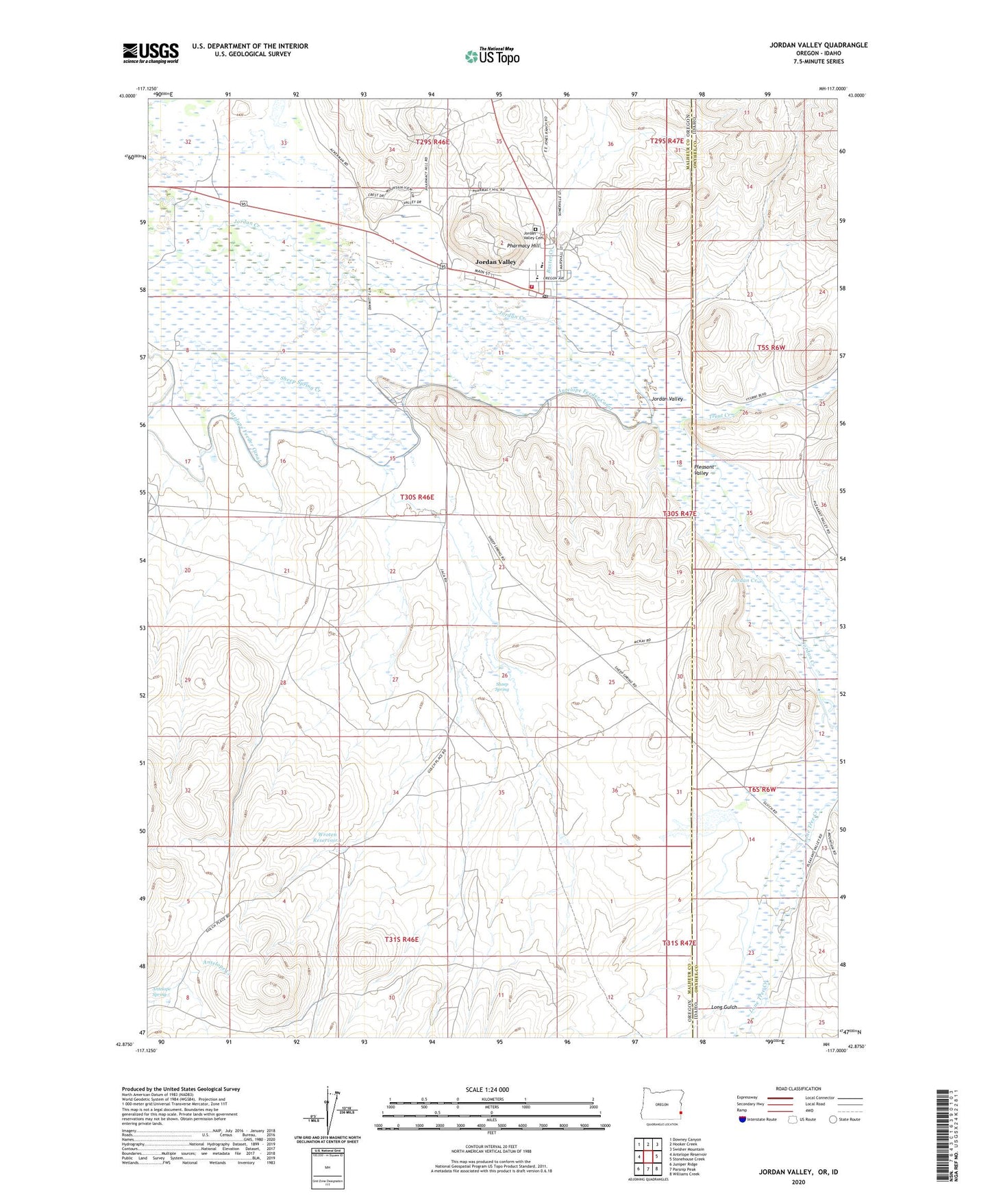 Jordan Valley Oregon US Topo Map Image