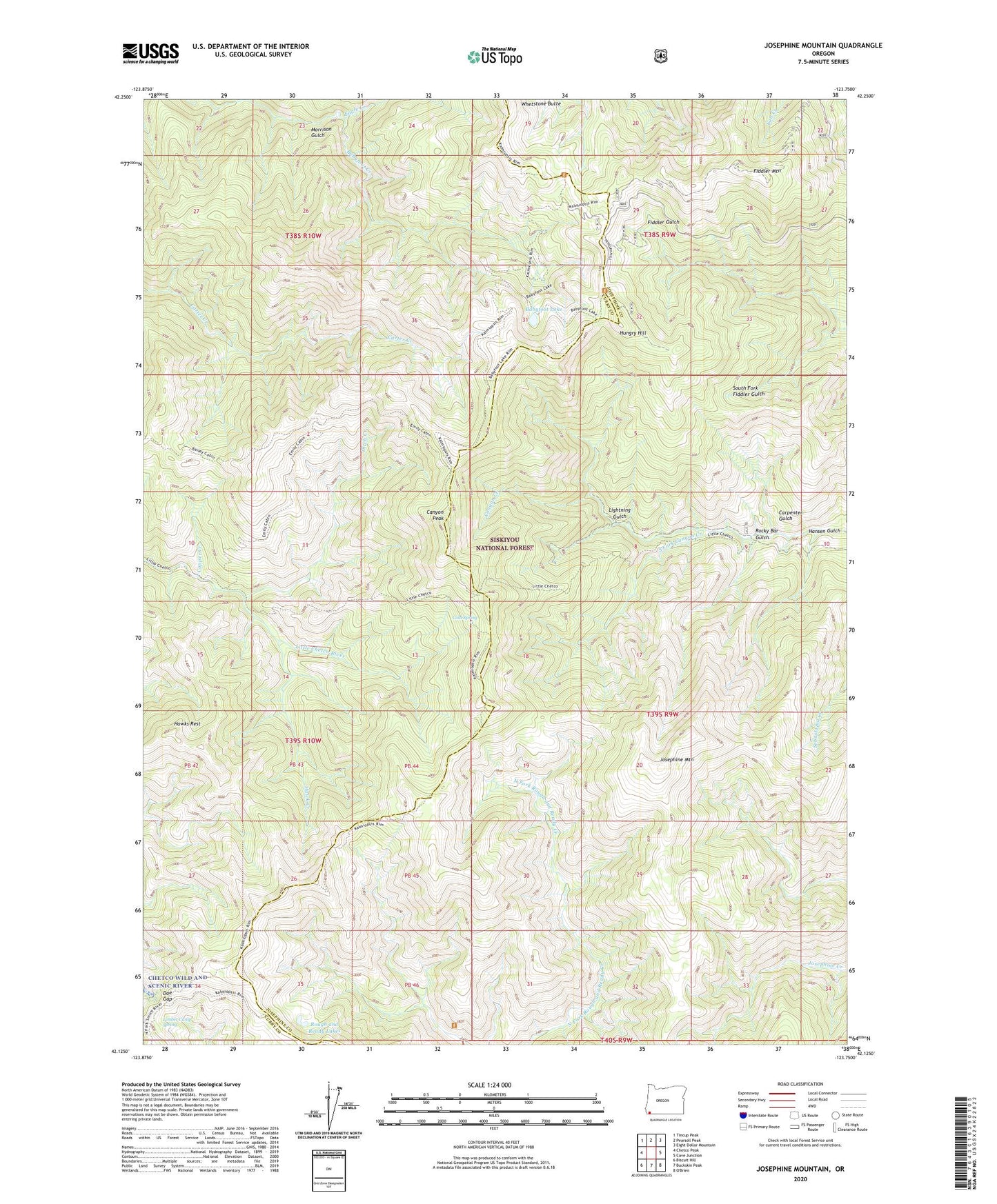 Josephine Mountain Oregon US Topo Map Image