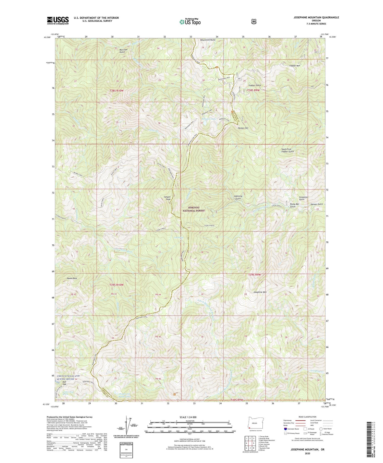 Josephine Mountain Oregon US Topo Map Image