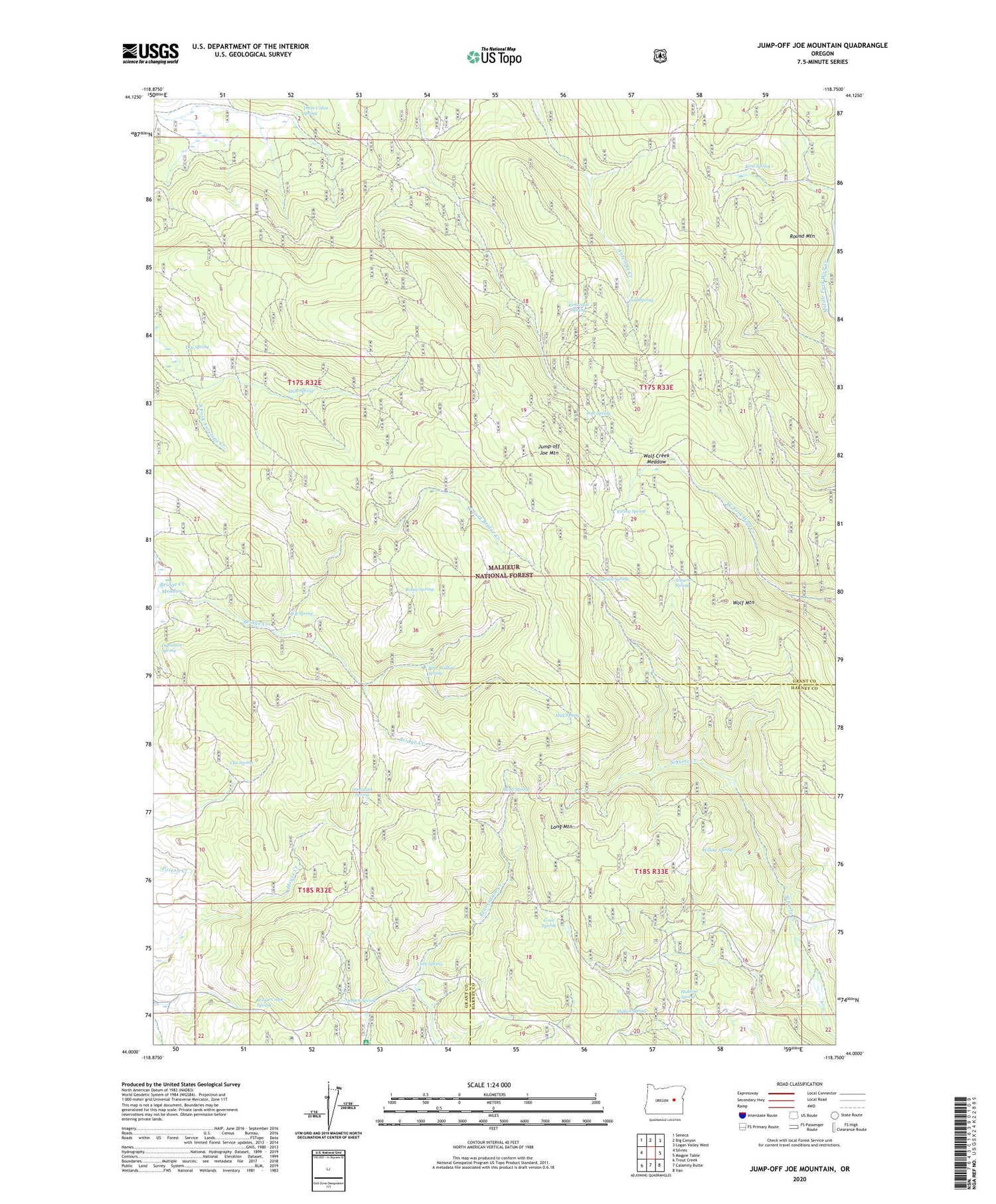 Jump-off Joe Mountain Oregon US Topo Map Image