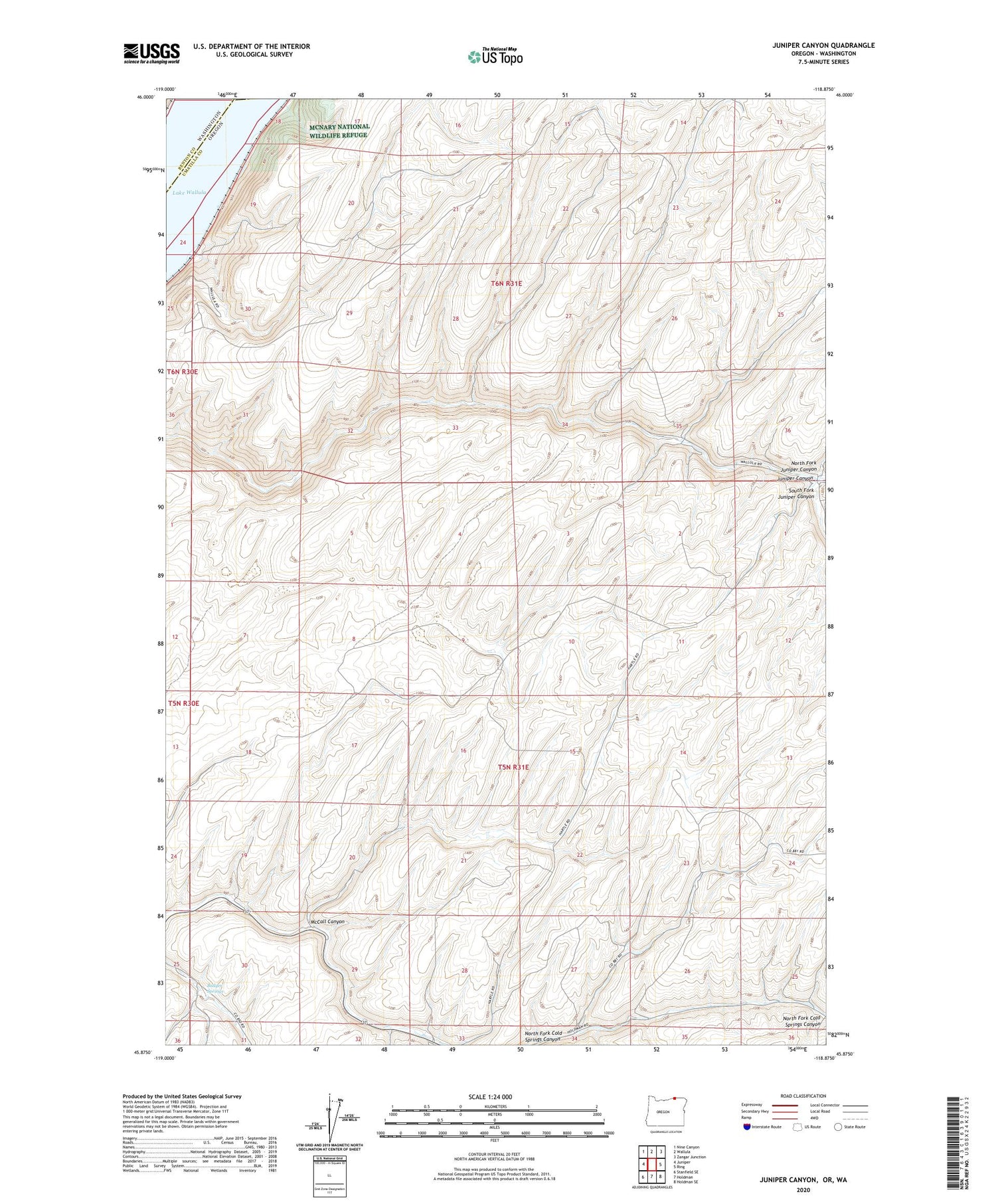 Juniper Canyon Oregon US Topo Map Image