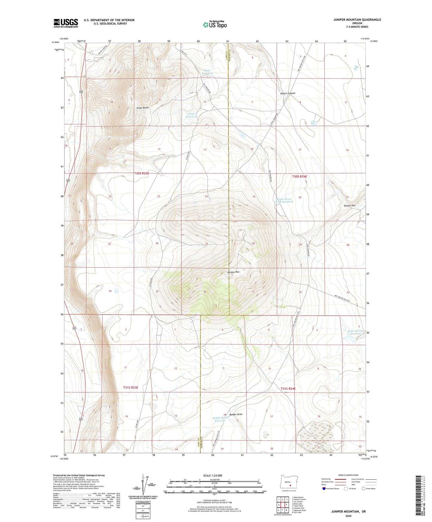 Juniper Mountain Oregon US Topo Map Image