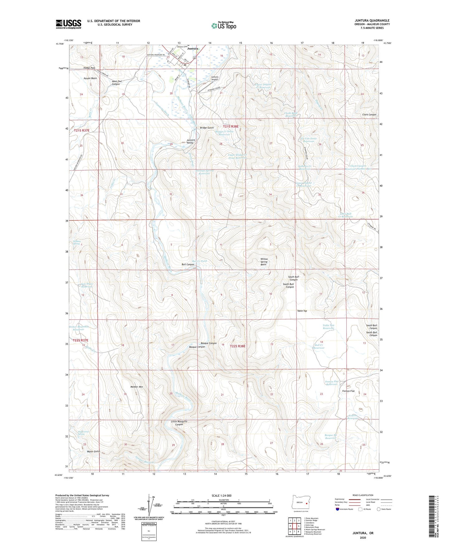Juntura Oregon US Topo Map Image
