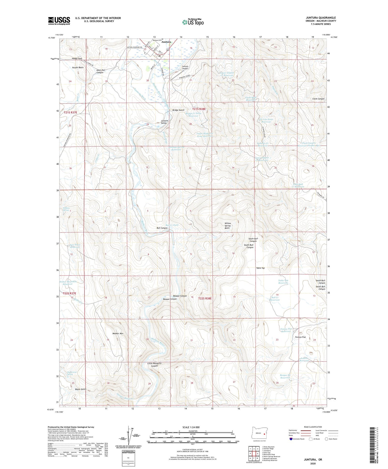 Juntura Oregon US Topo Map Image