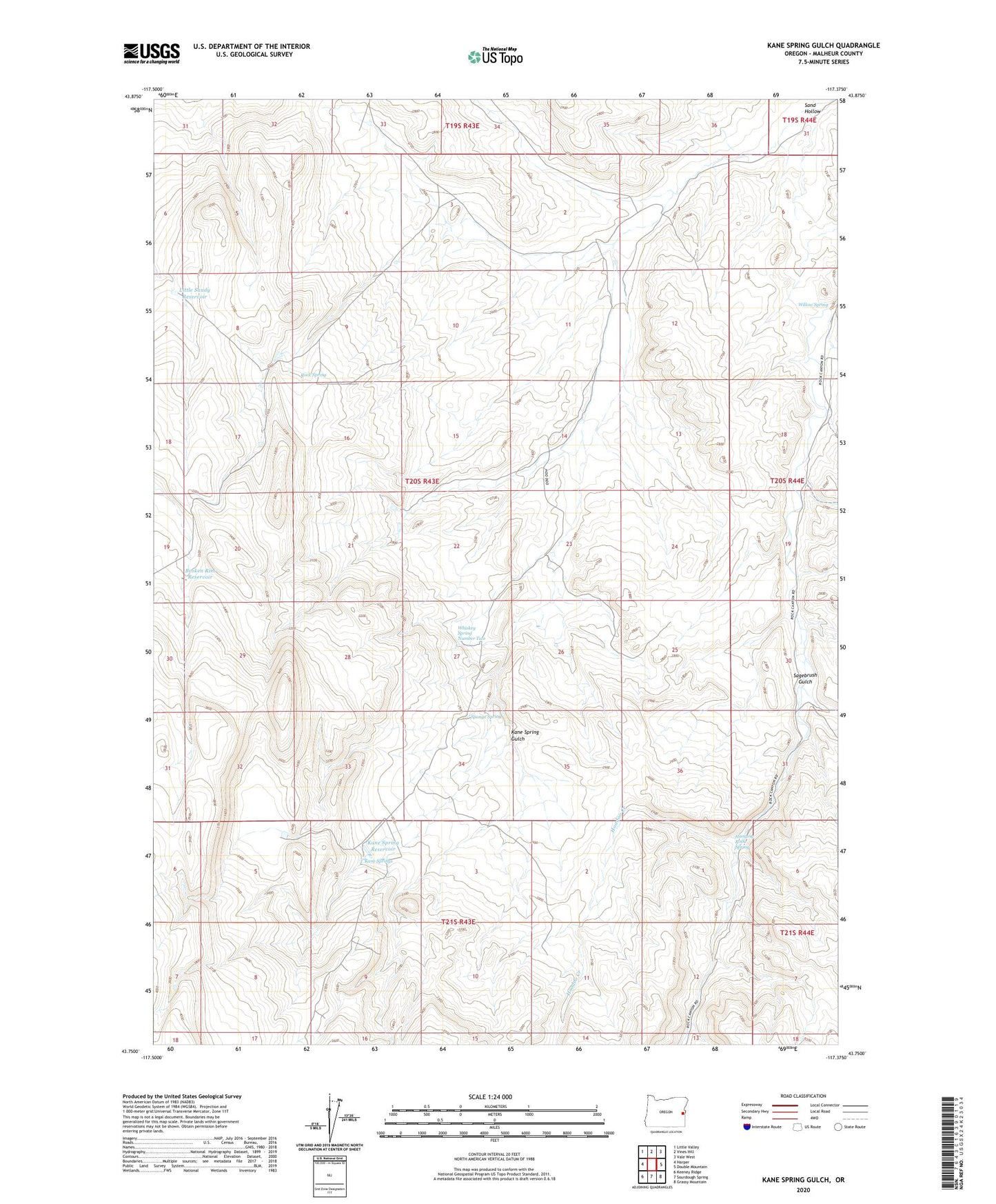 Kane Spring Gulch Oregon US Topo Map Image
