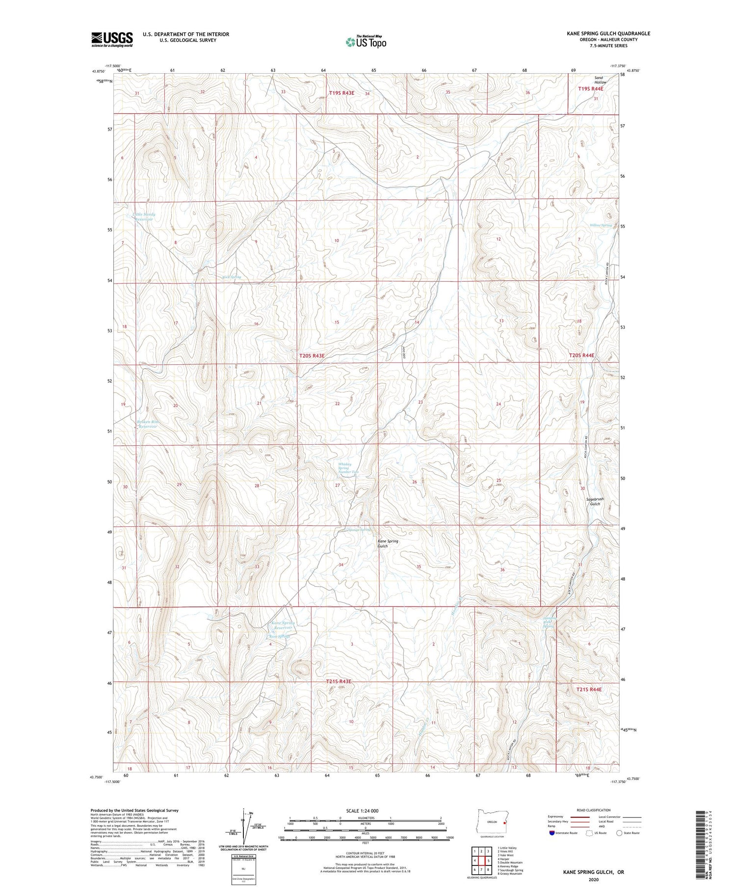 Kane Spring Gulch Oregon US Topo Map Image