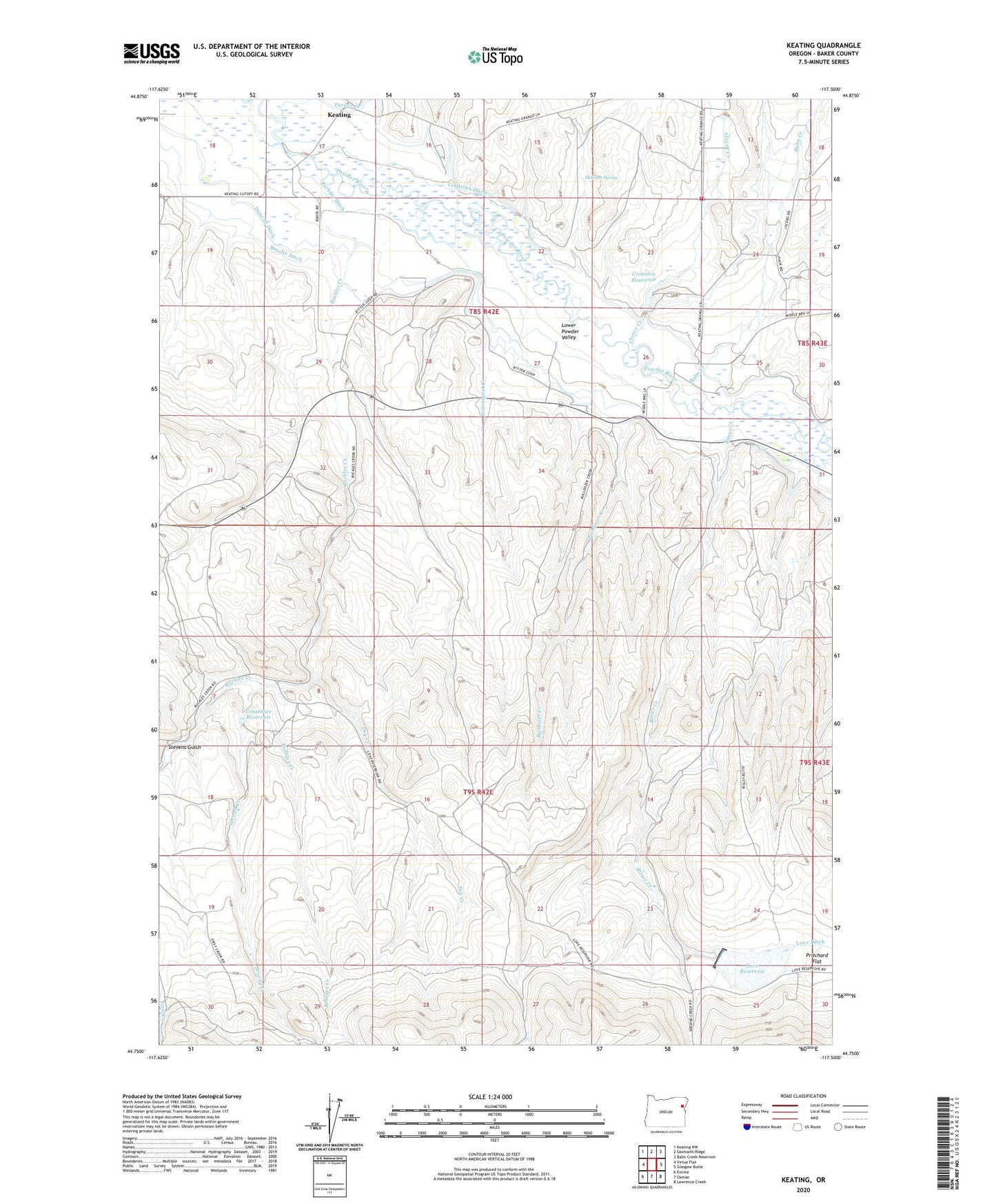 Keating Oregon US Topo Map Image