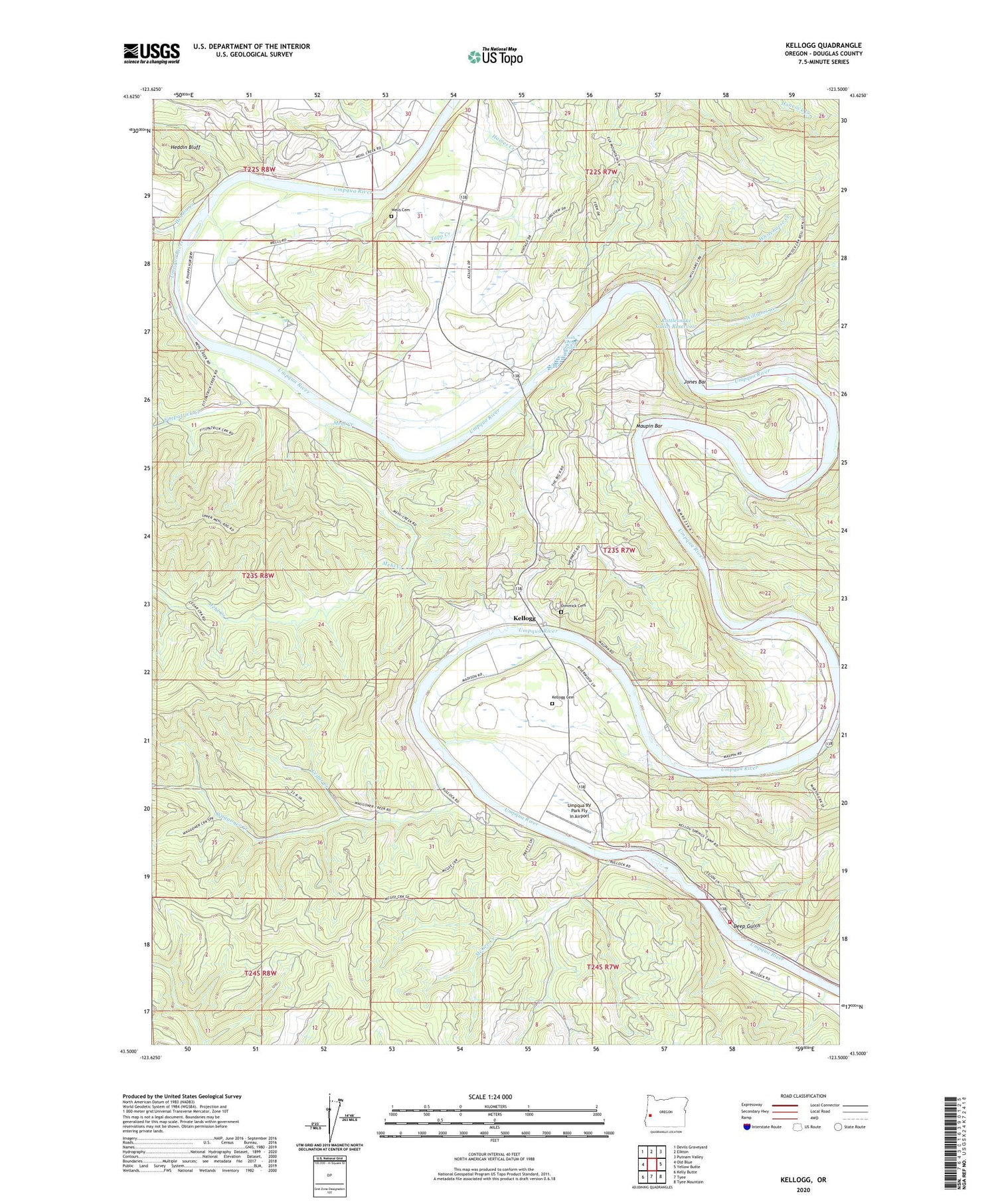 Kellogg Oregon US Topo Map Image