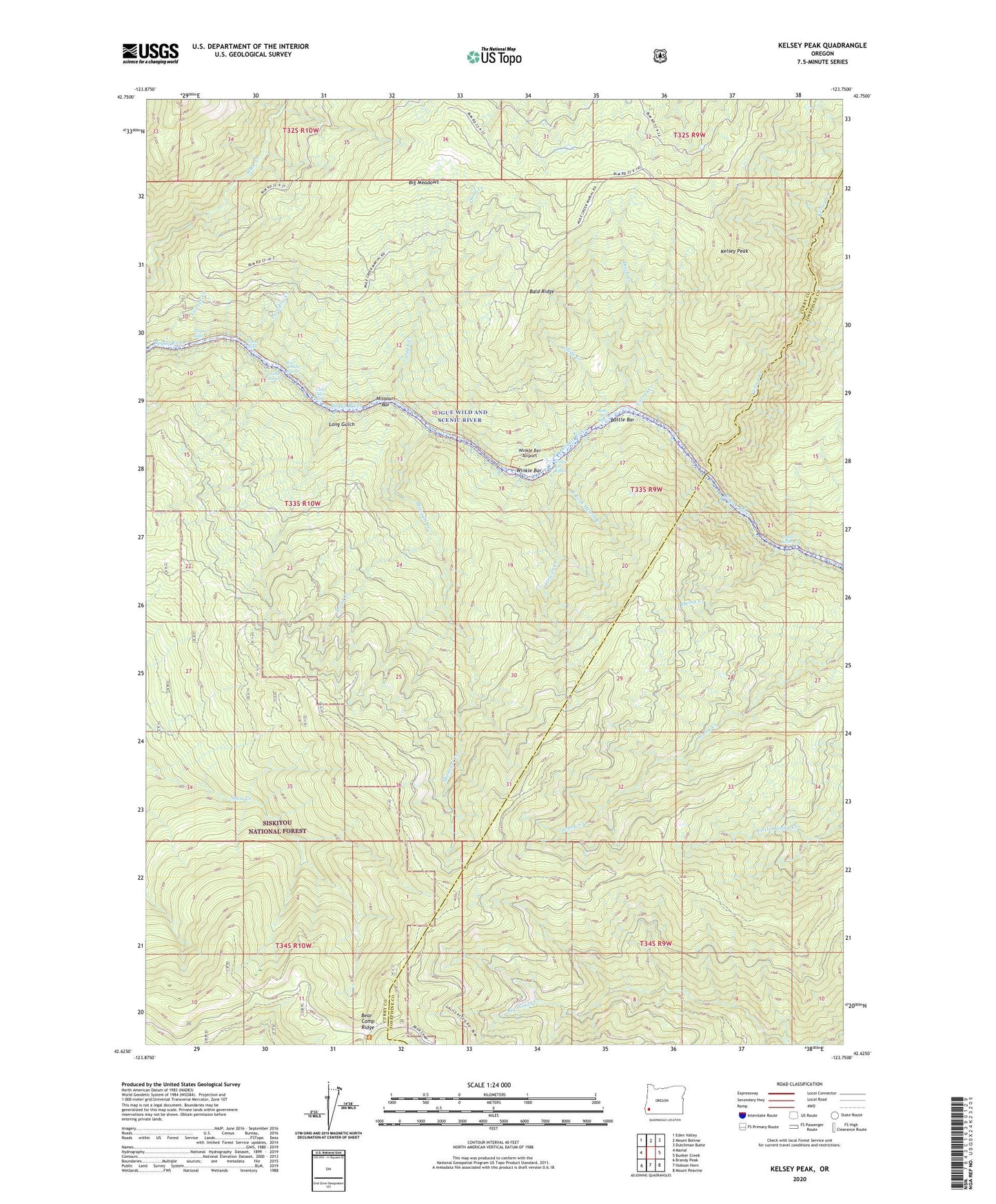 Kelsey Peak Oregon US Topo Map Image