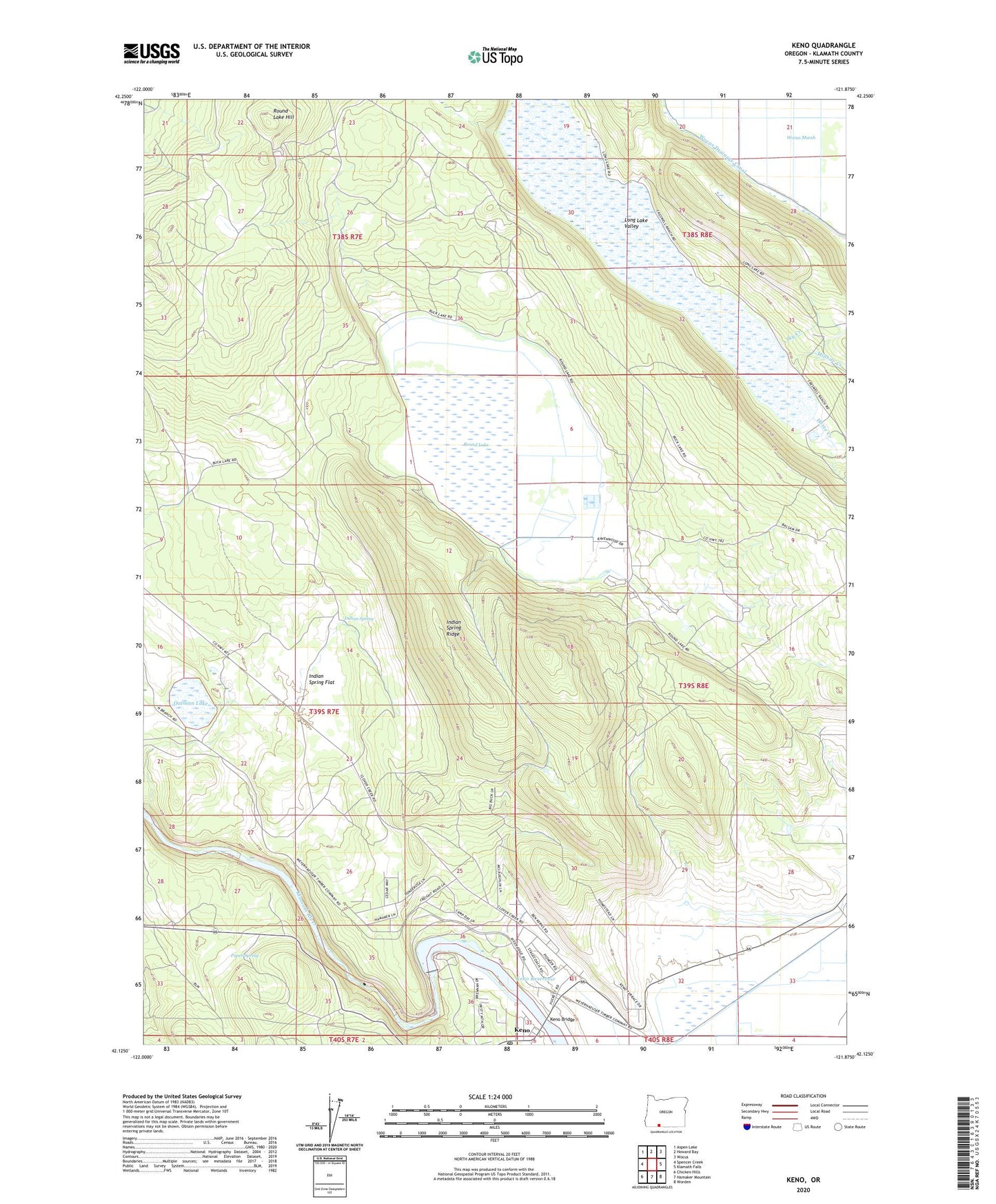 Keno Oregon US Topo Map Image