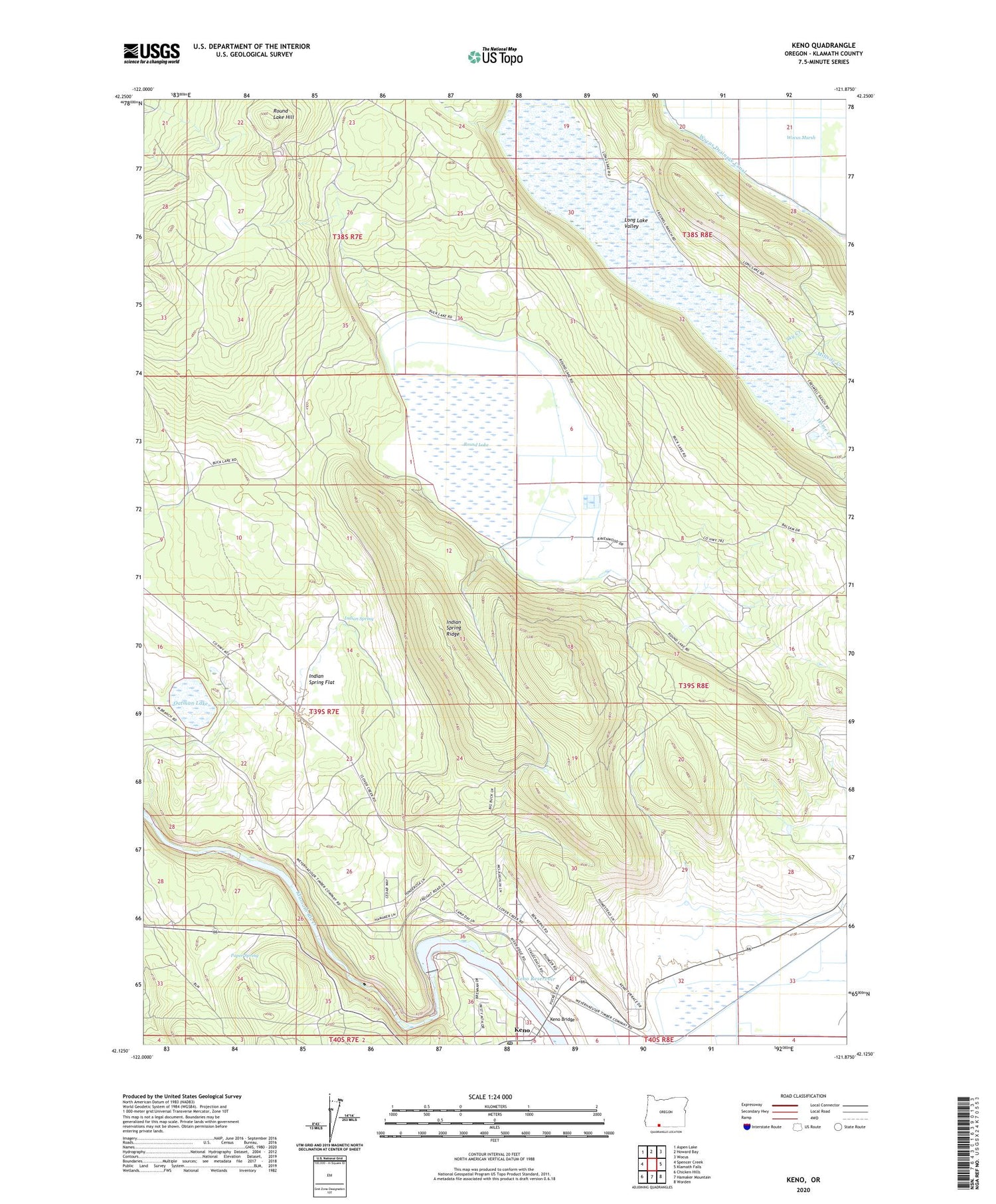 Keno Oregon US Topo Map Image