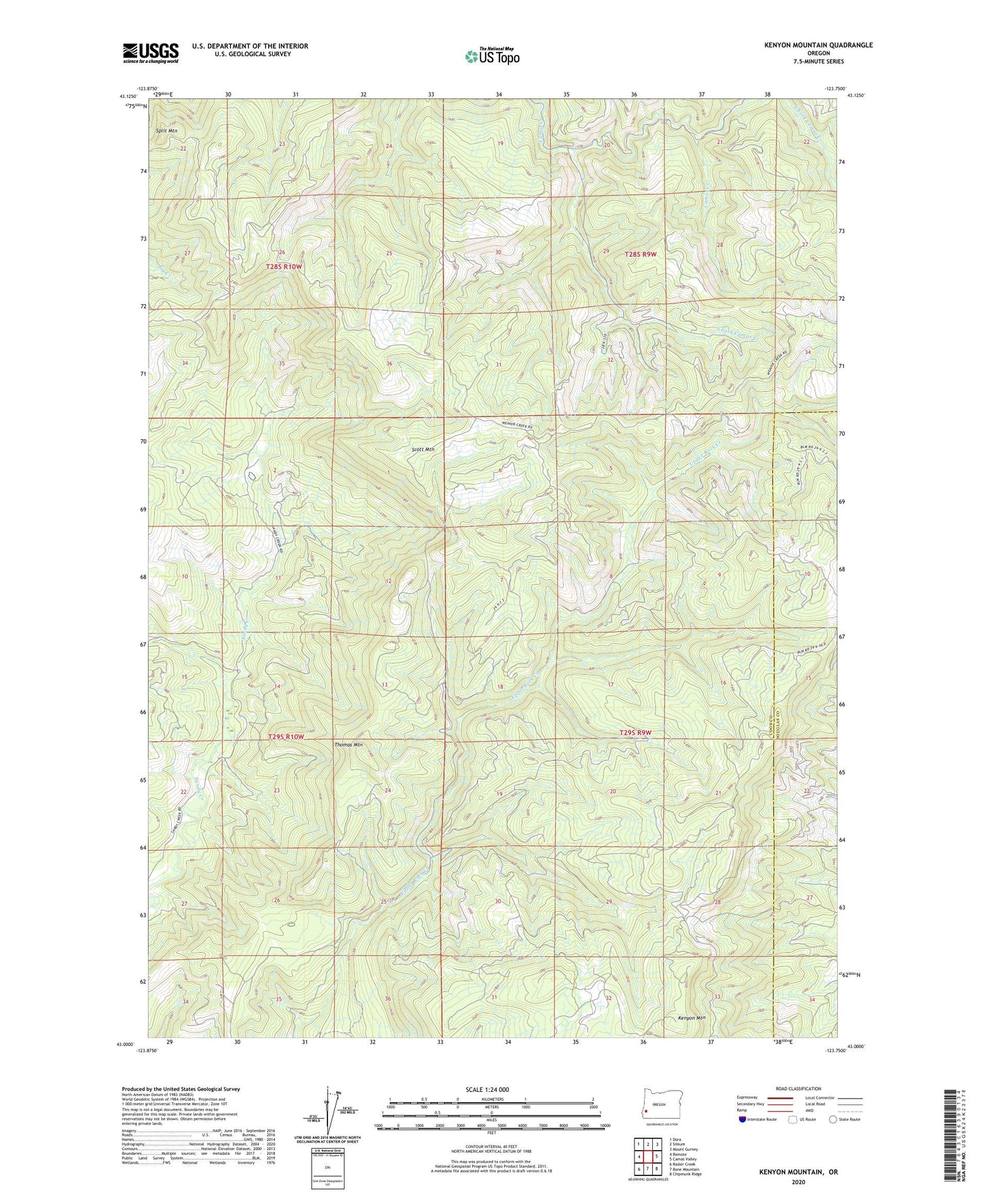 Kenyon Mountain Oregon US Topo Map Image