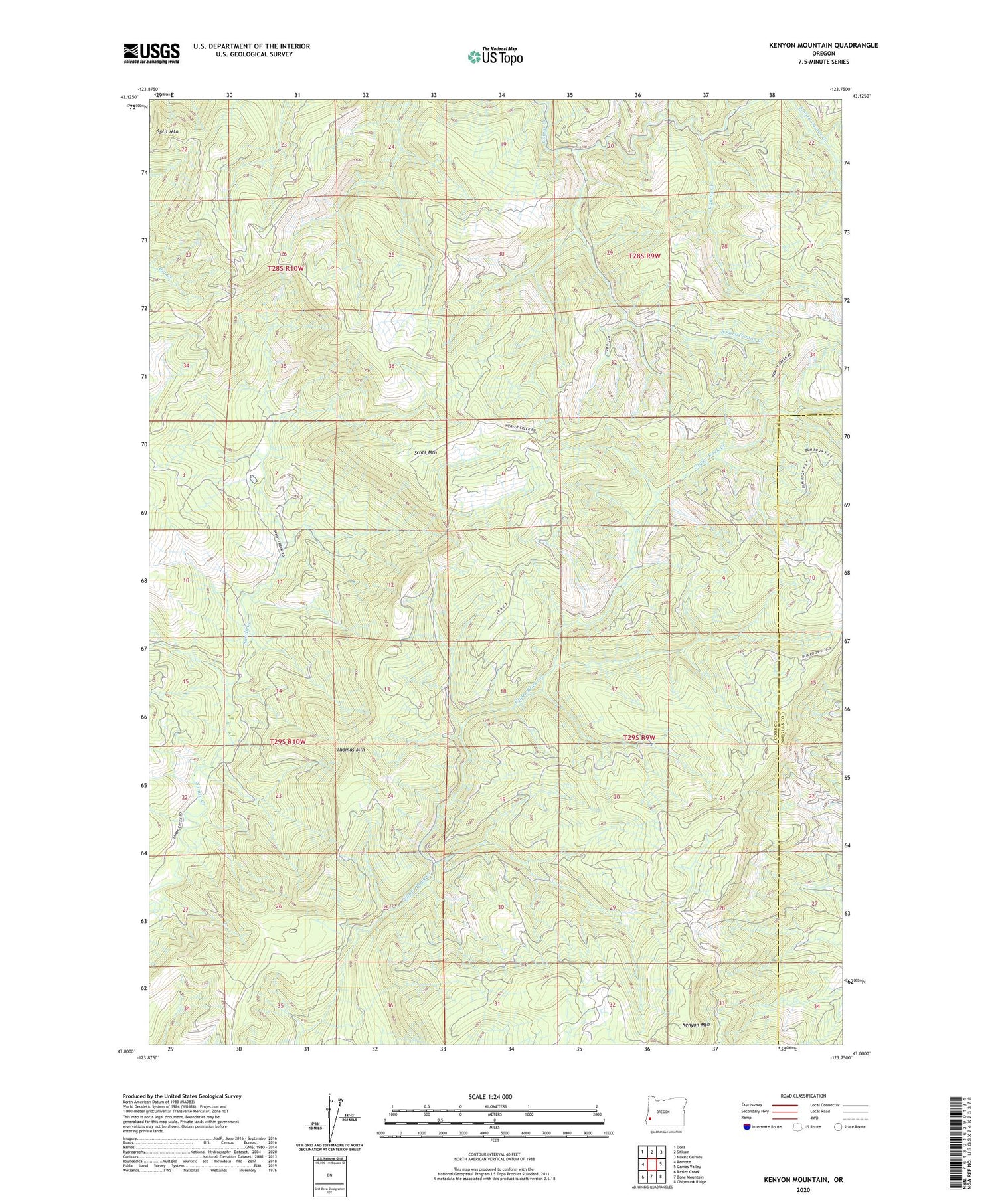 Kenyon Mountain Oregon US Topo Map Image