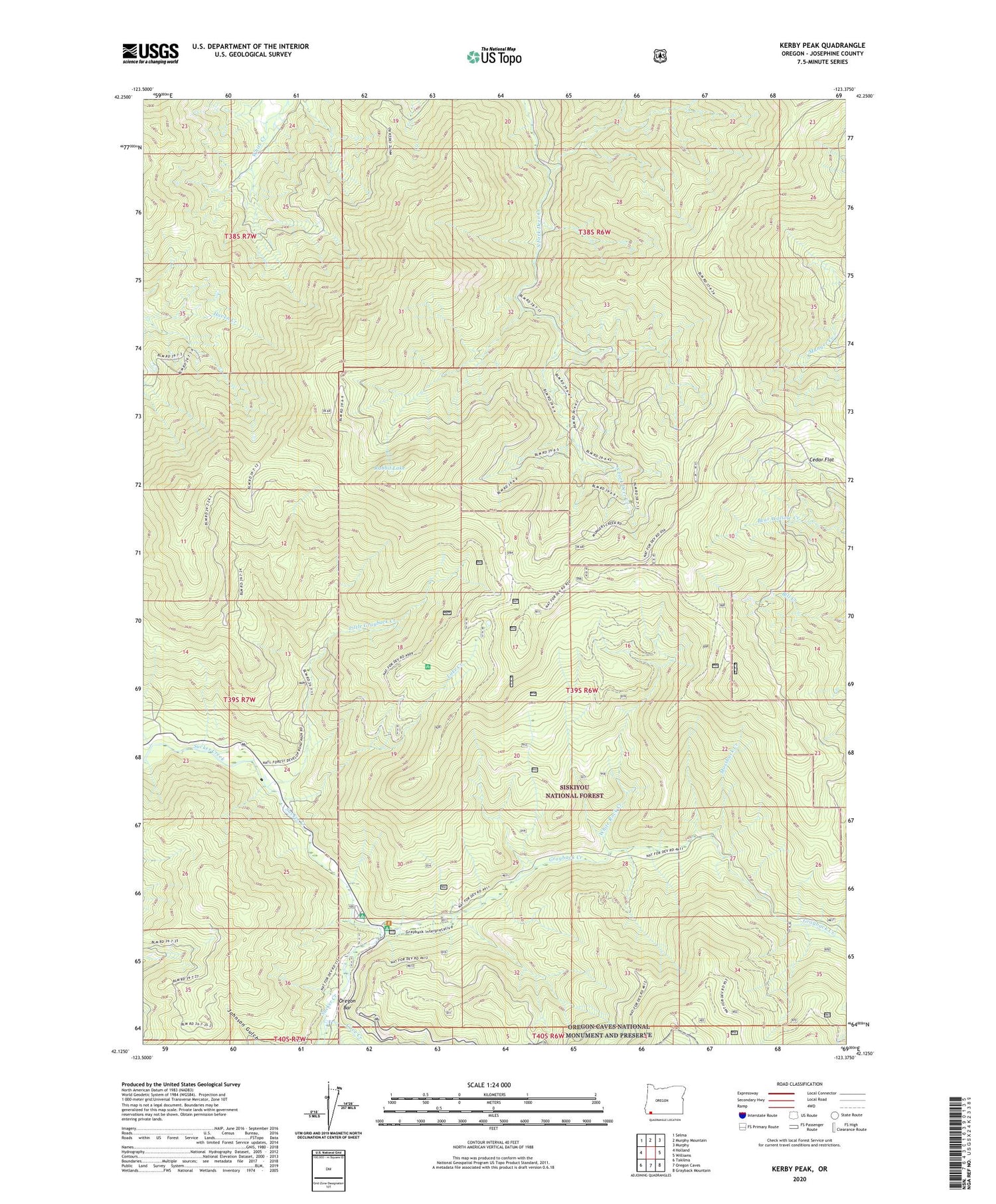 Kerby Peak Oregon US Topo Map Image