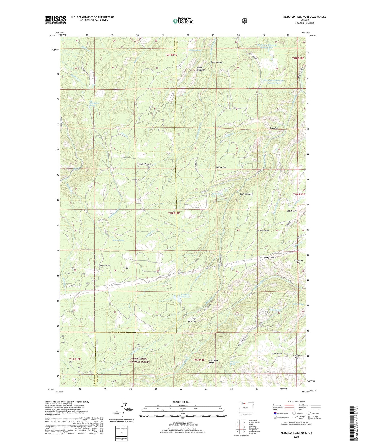 Ketchum Reservoir Oregon US Topo Map Image
