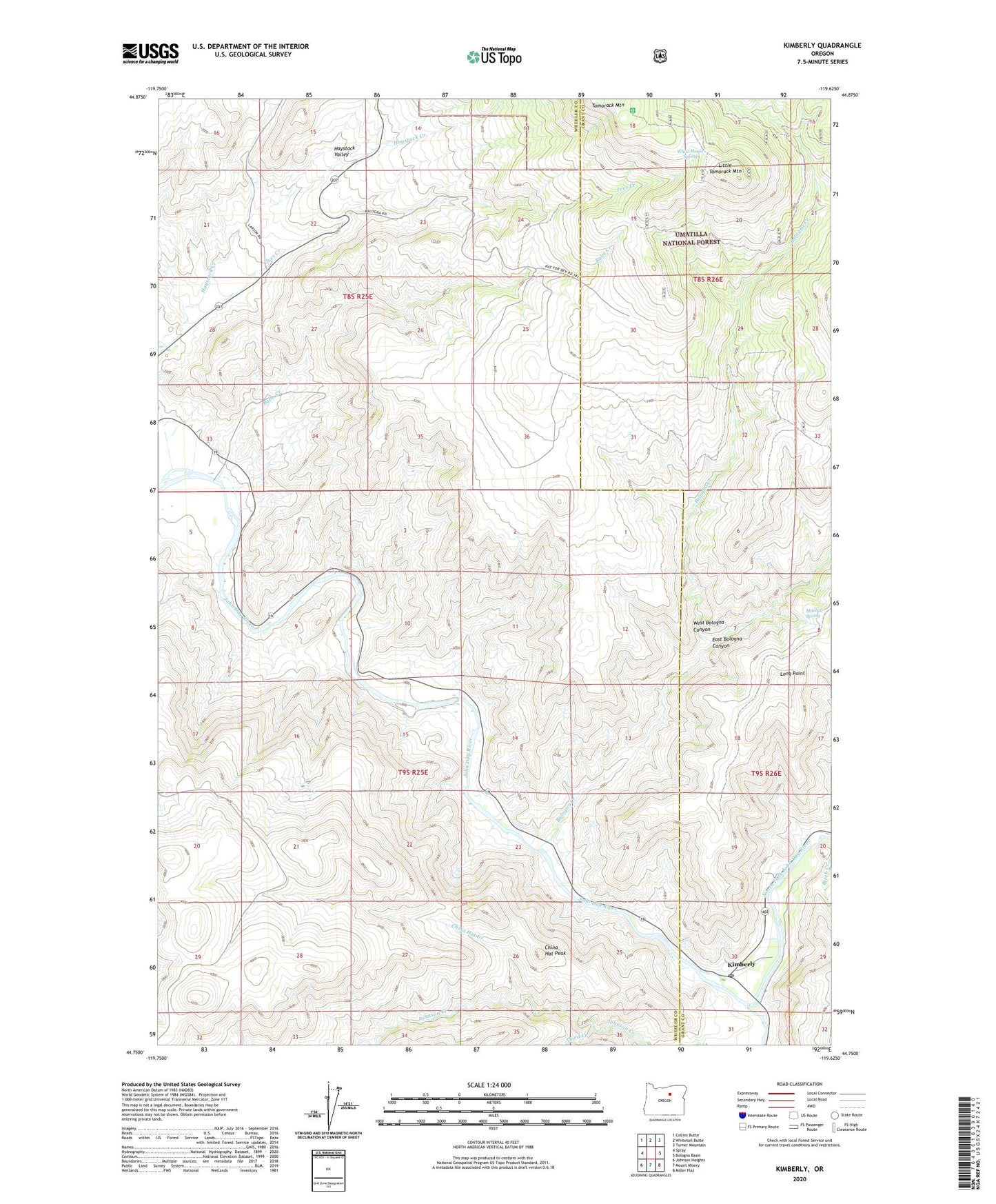 Kimberly Oregon US Topo Map Image