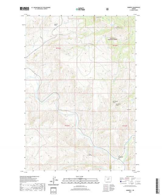 Kimberly Oregon US Topo Map Image