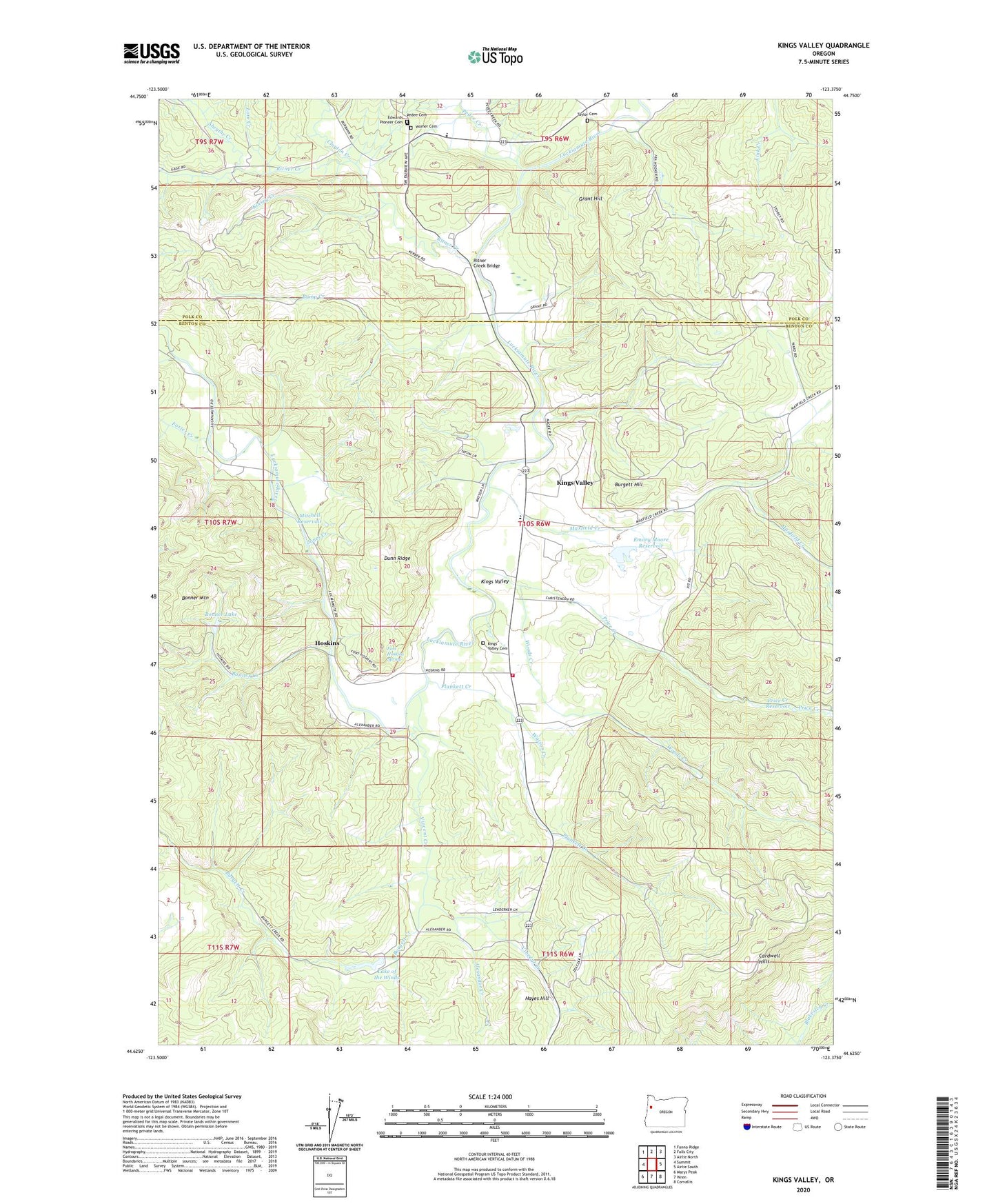 Kings Valley Oregon US Topo Map Image