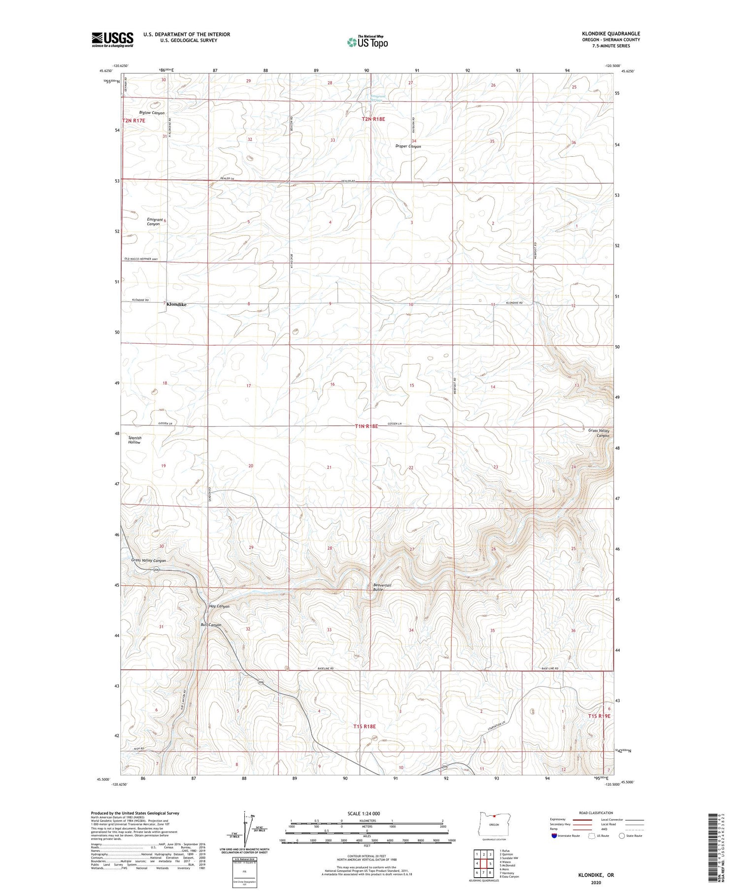 Klondike Oregon US Topo Map Image