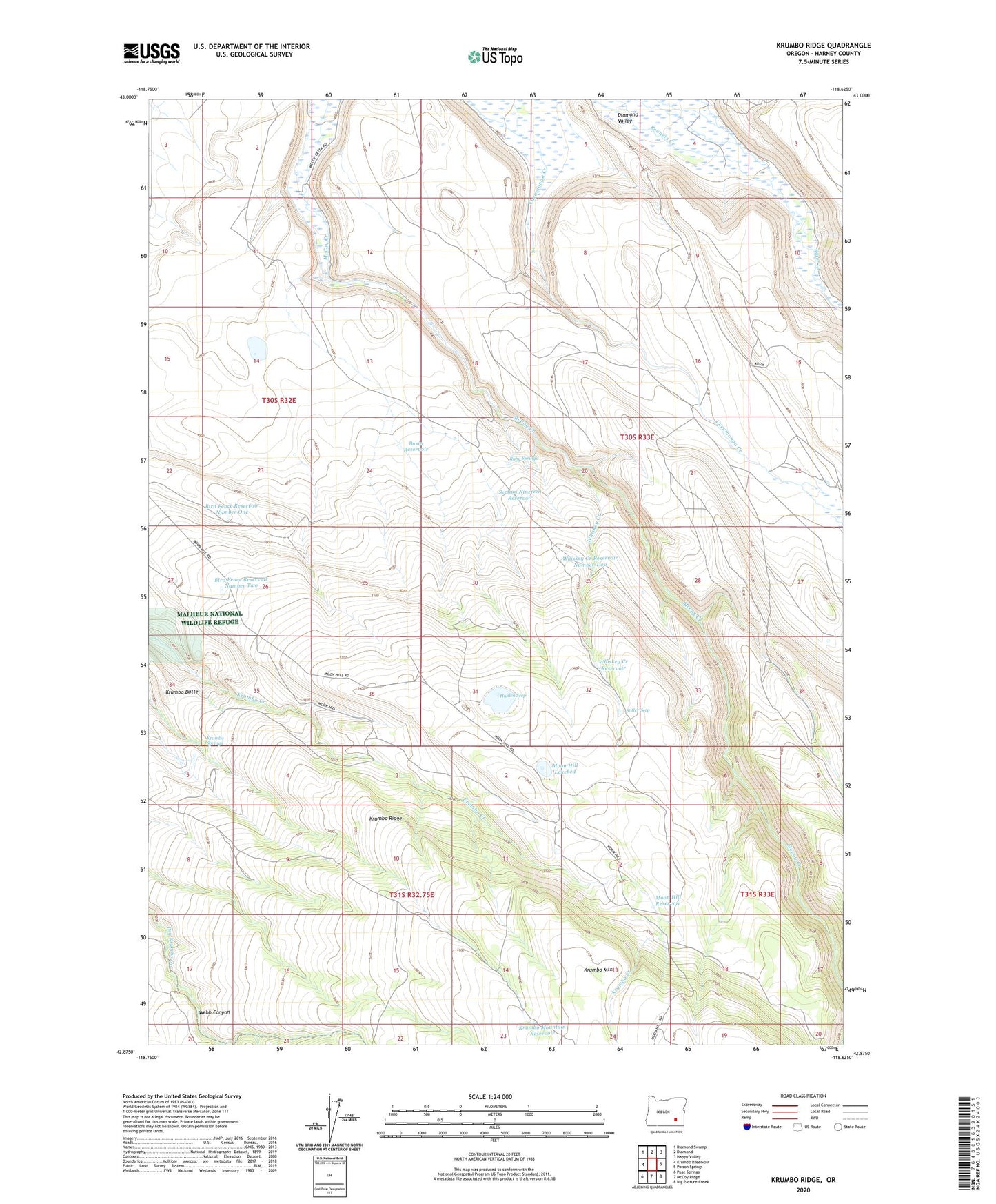 Krumbo Ridge Oregon US Topo Map Image