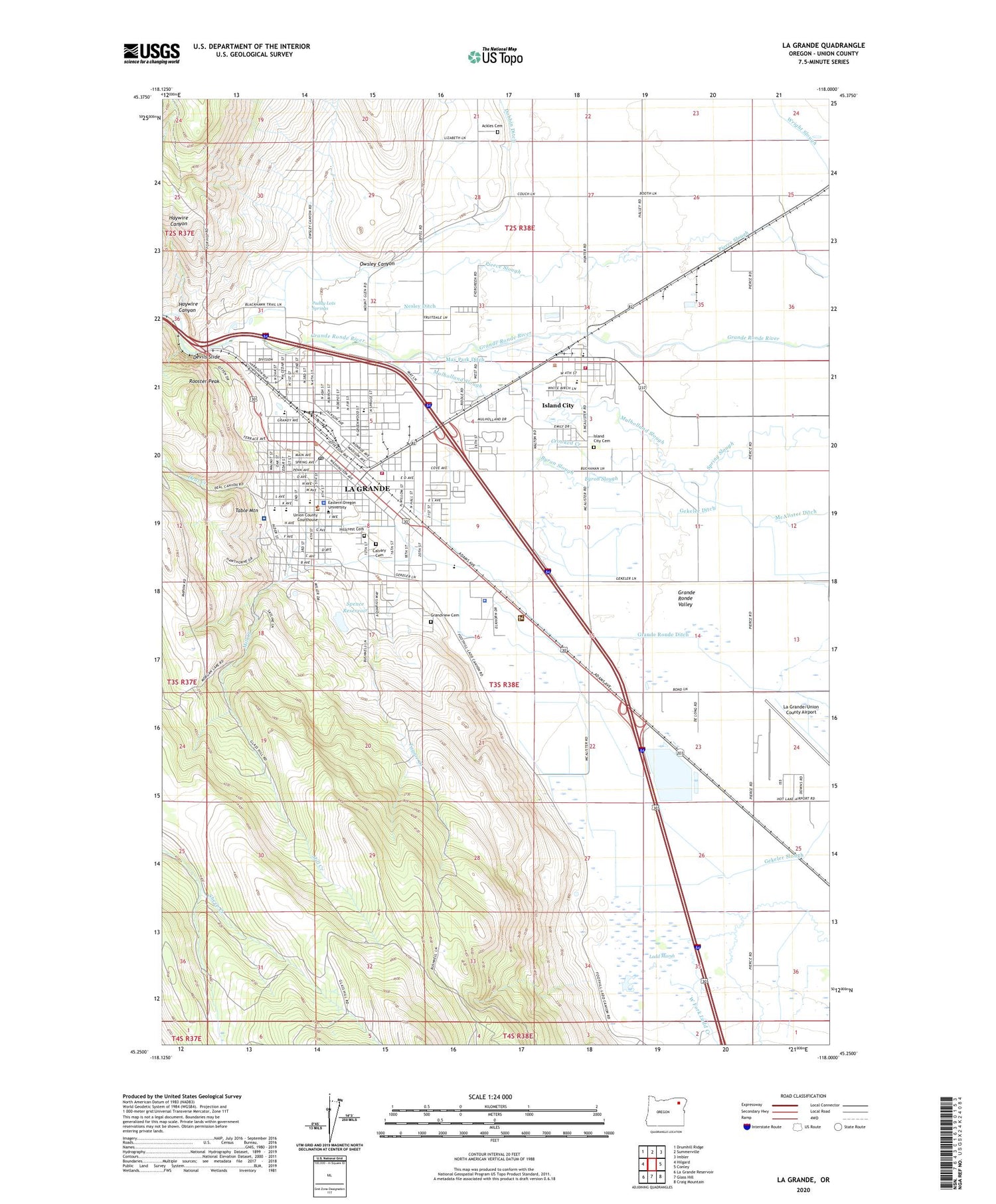La Grande Oregon US Topo Map Image