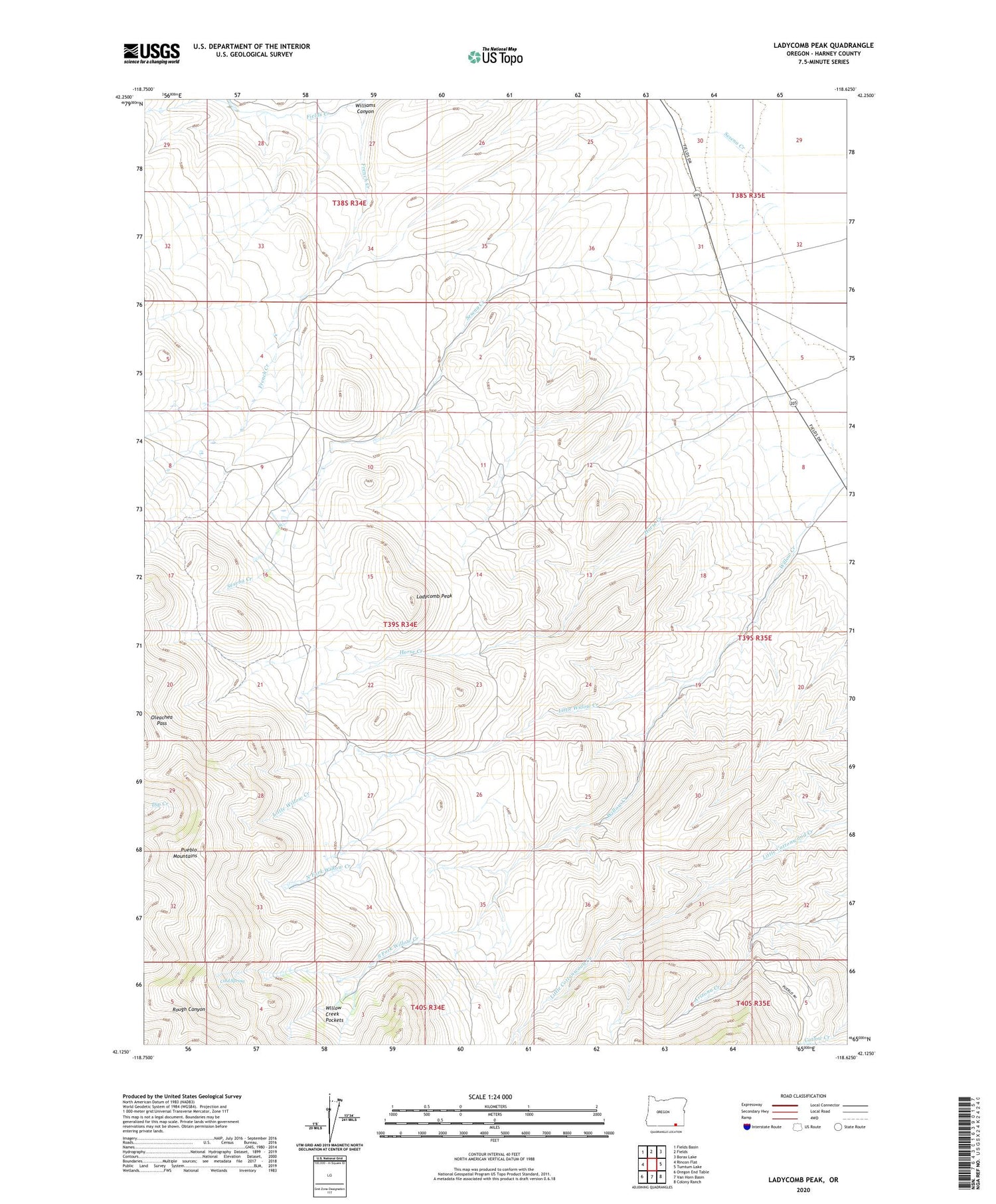 Ladycomb Peak Oregon US Topo Map Image