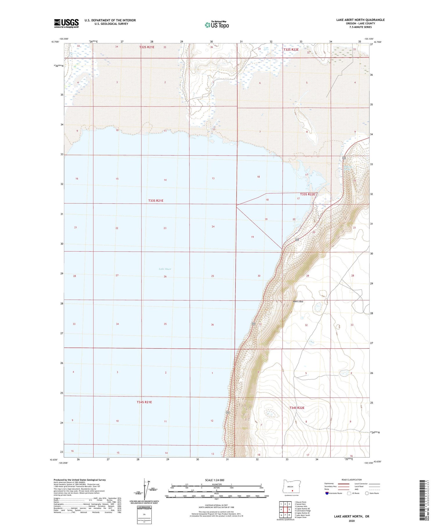 Lake Abert North Oregon US Topo Map Image