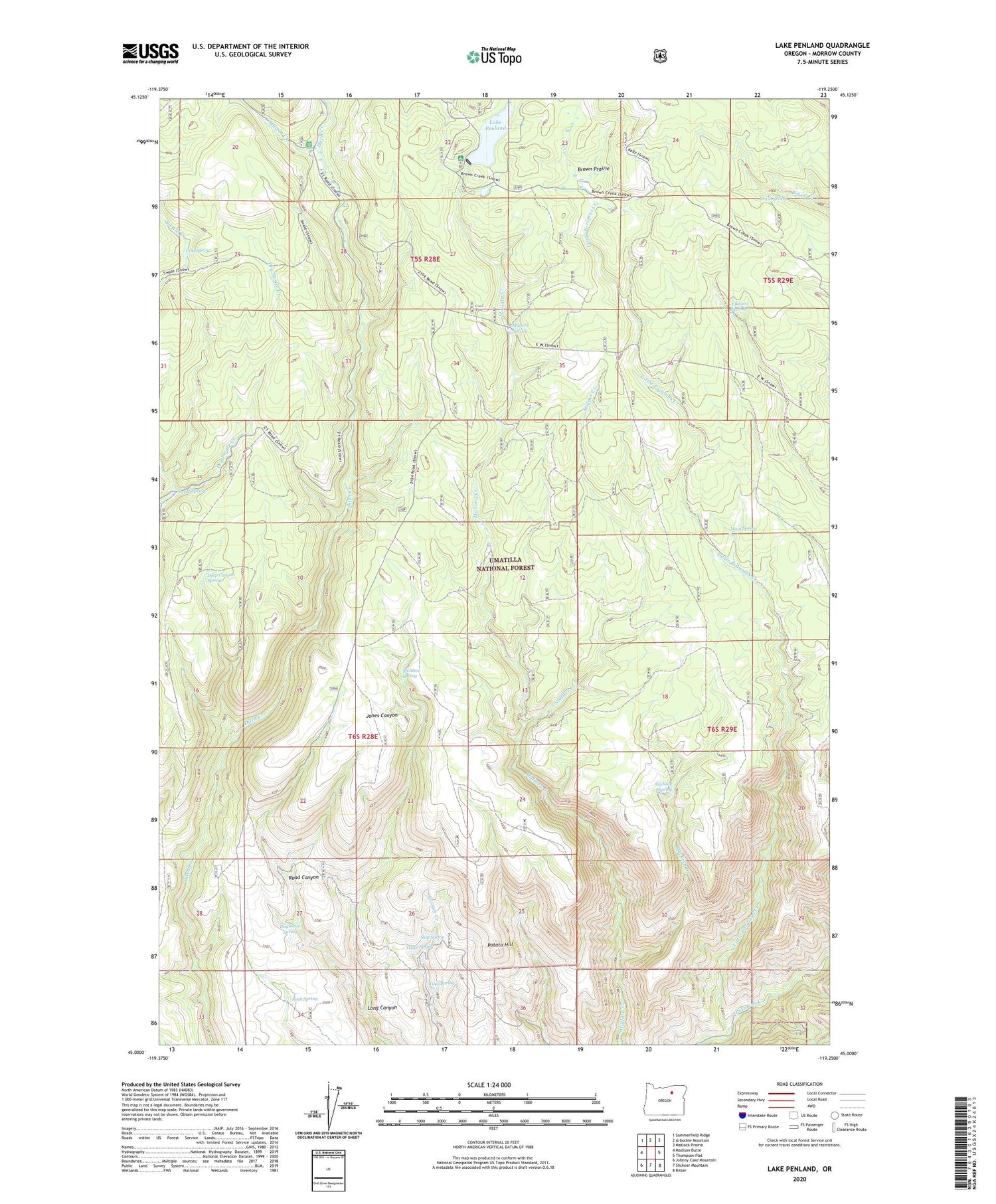 Lake Penland Oregon US Topo Map Image