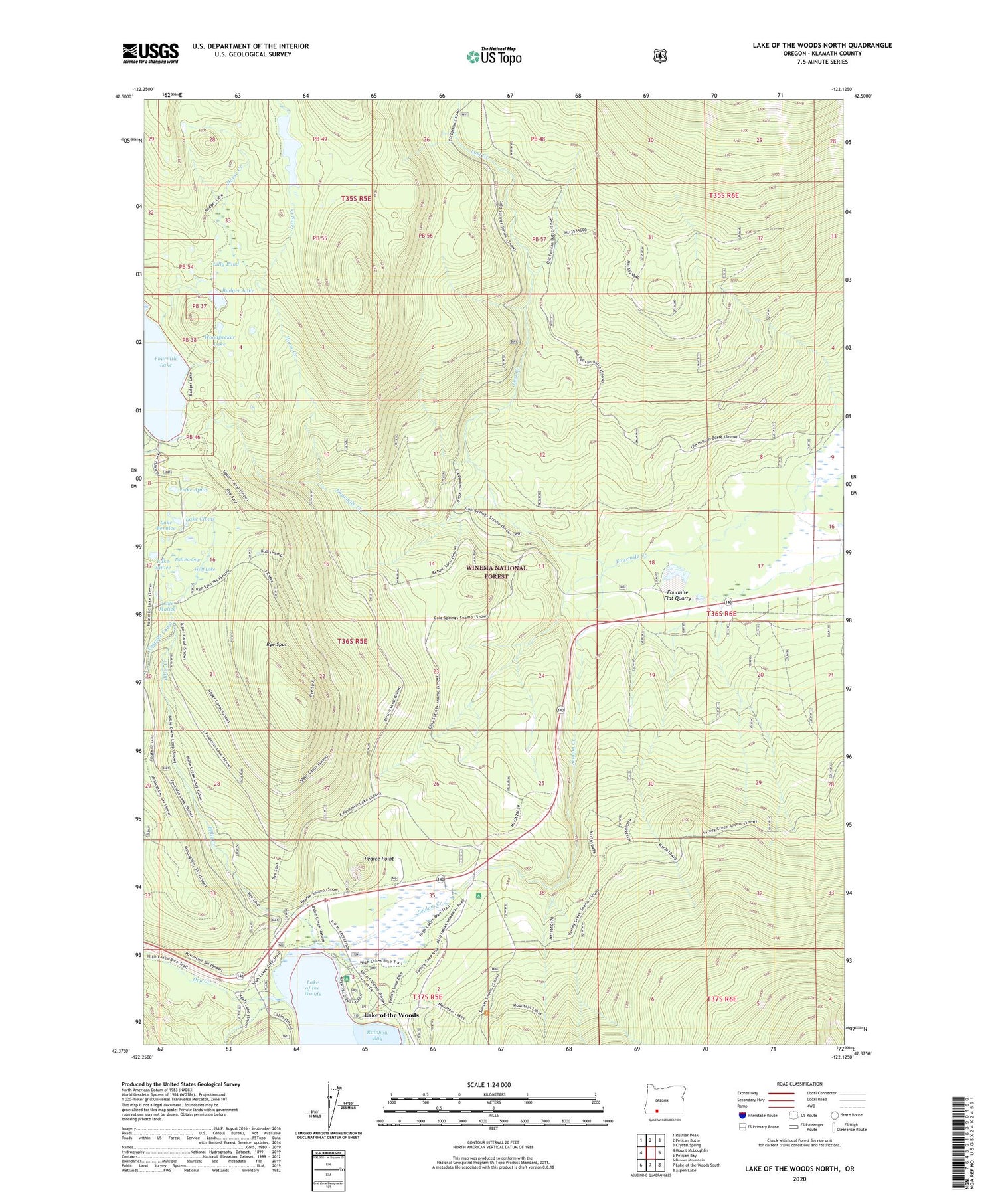 Lake of the Woods North Oregon US Topo Map Image