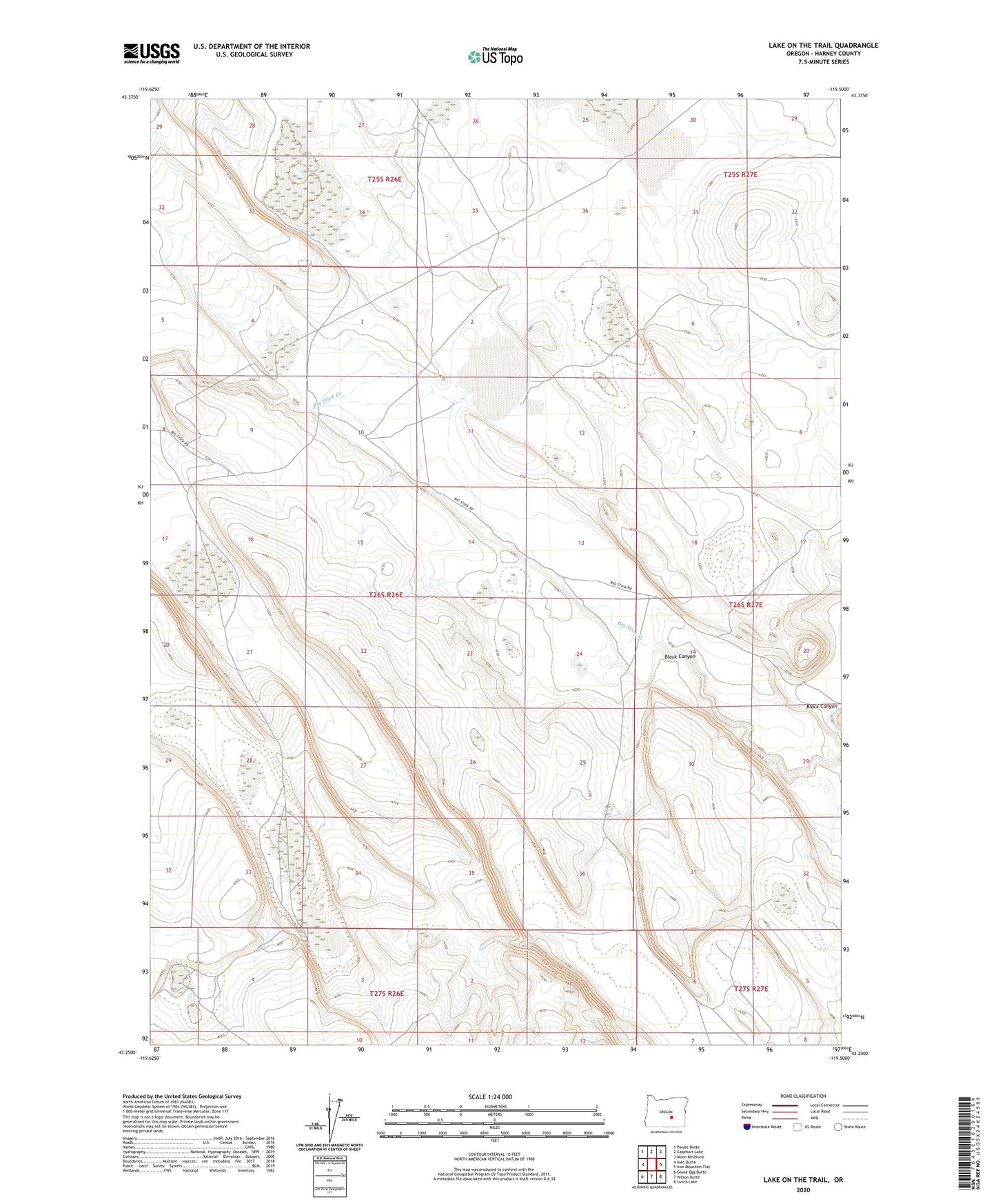 Lake on the Trail Oregon US Topo Map Image