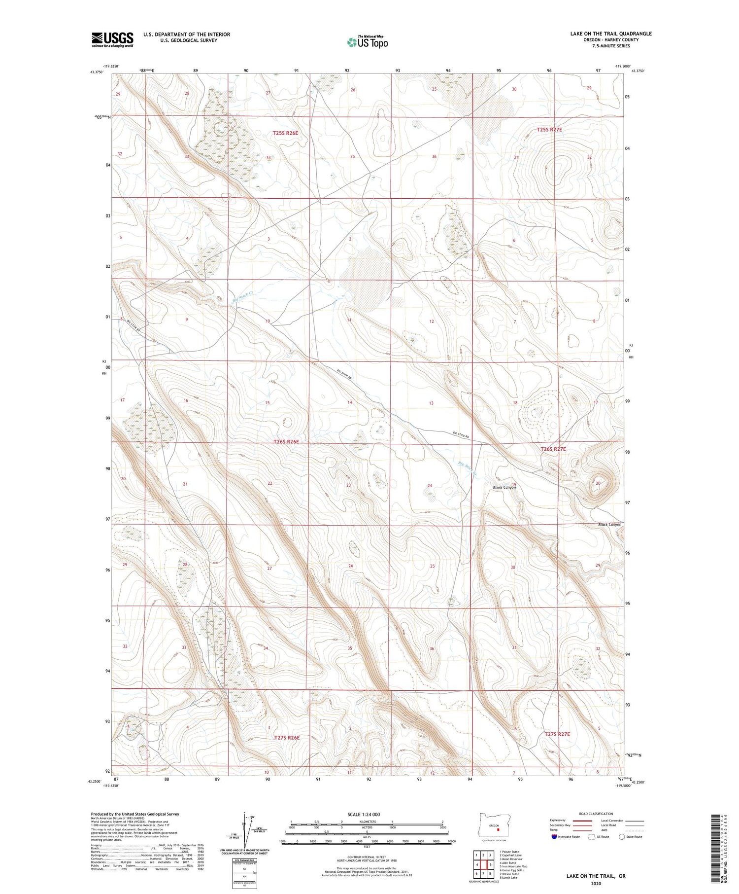 Lake on the Trail Oregon US Topo Map Image