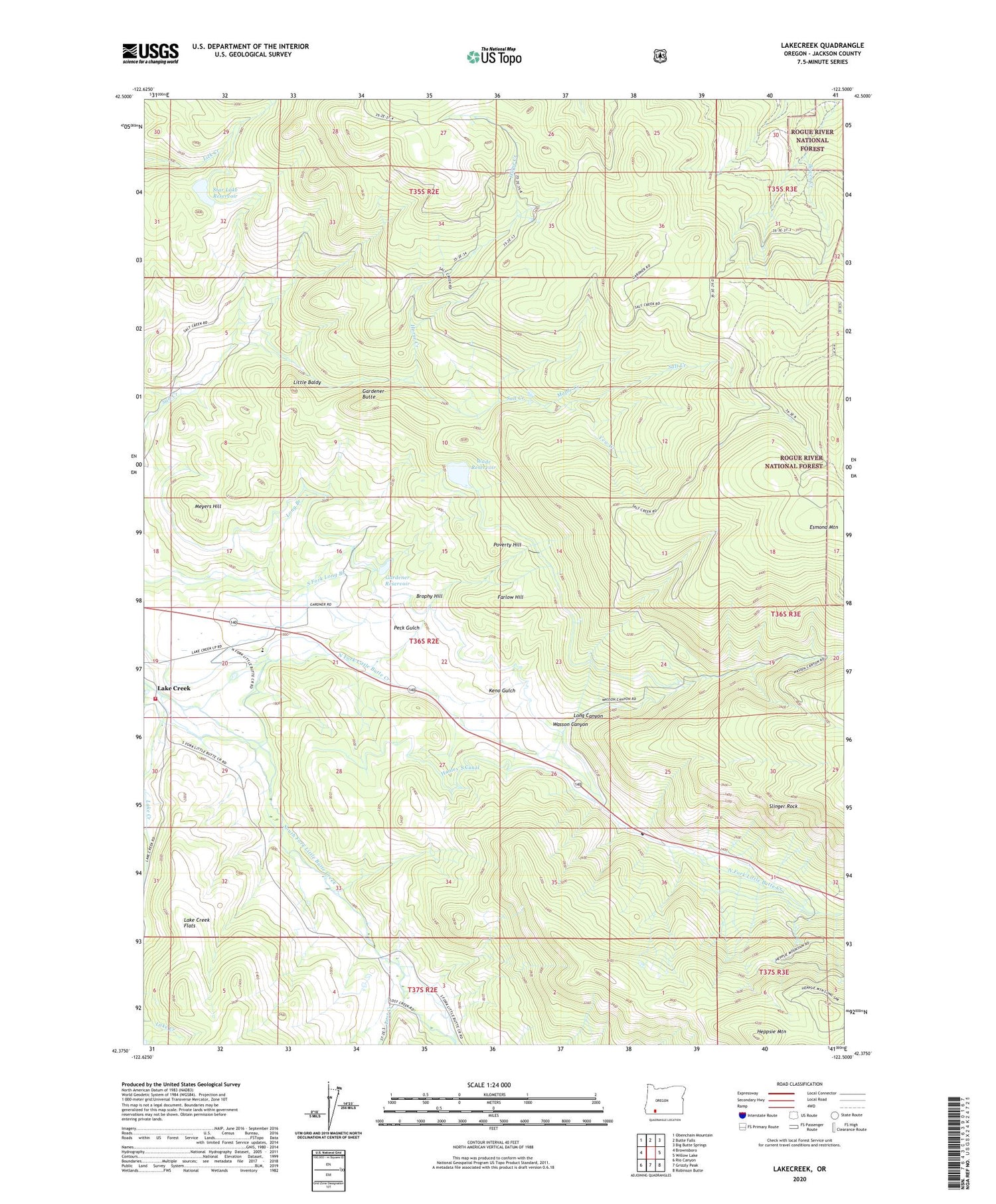 Lake Creek Oregon US Topo Map Image