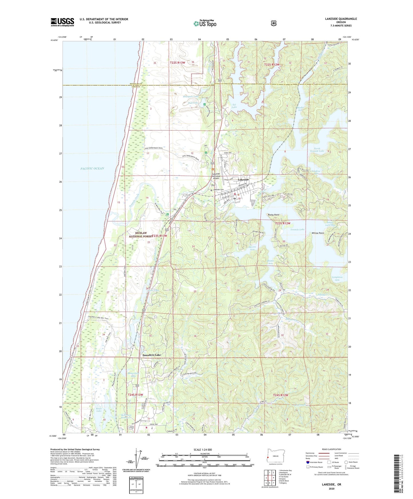 Lakeside Oregon US Topo Map Image
