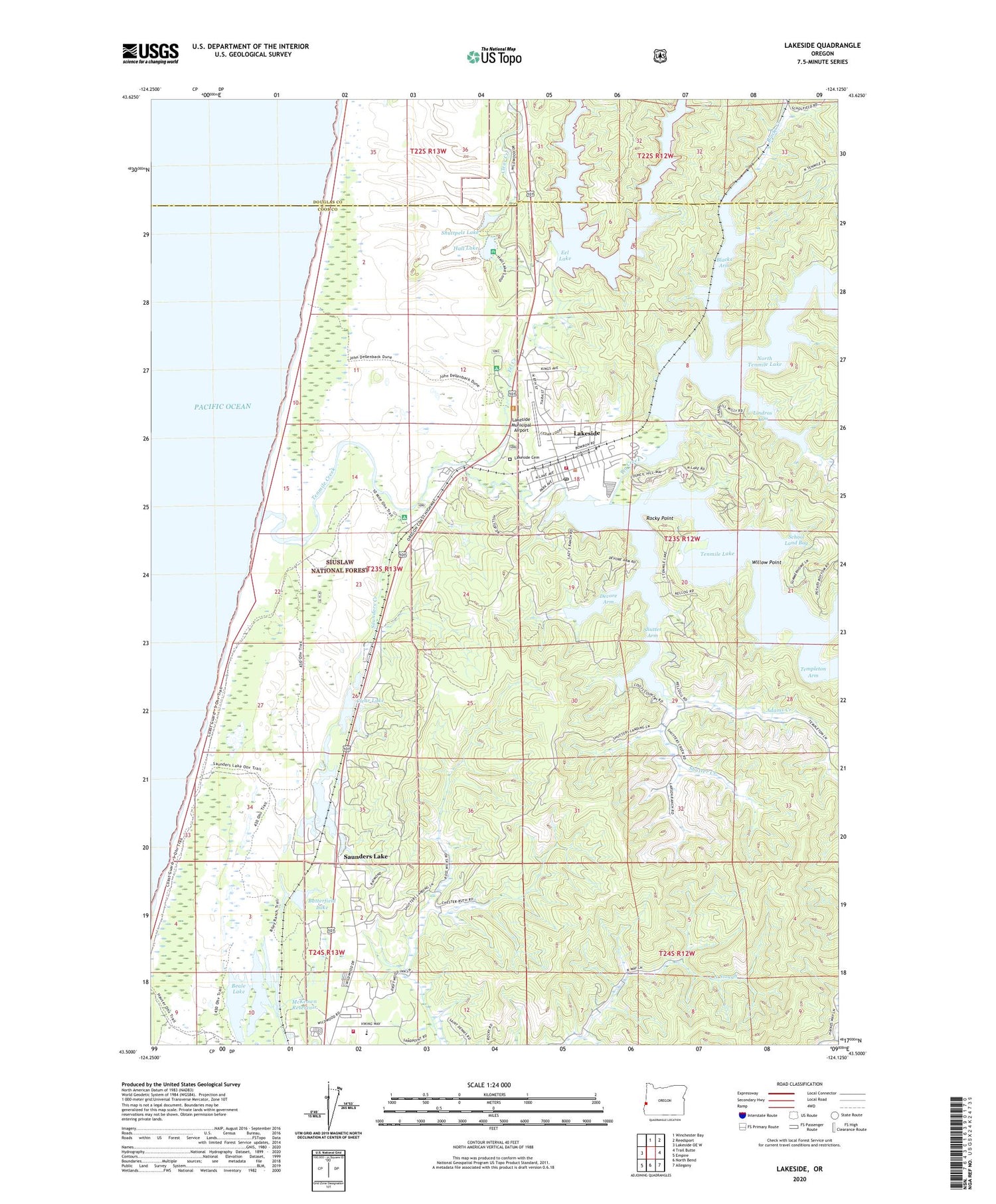 Lakeside Oregon US Topo Map Image