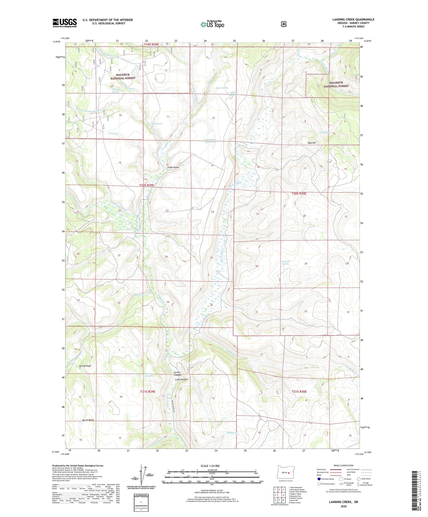 Landing Creek Oregon US Topo Map Image