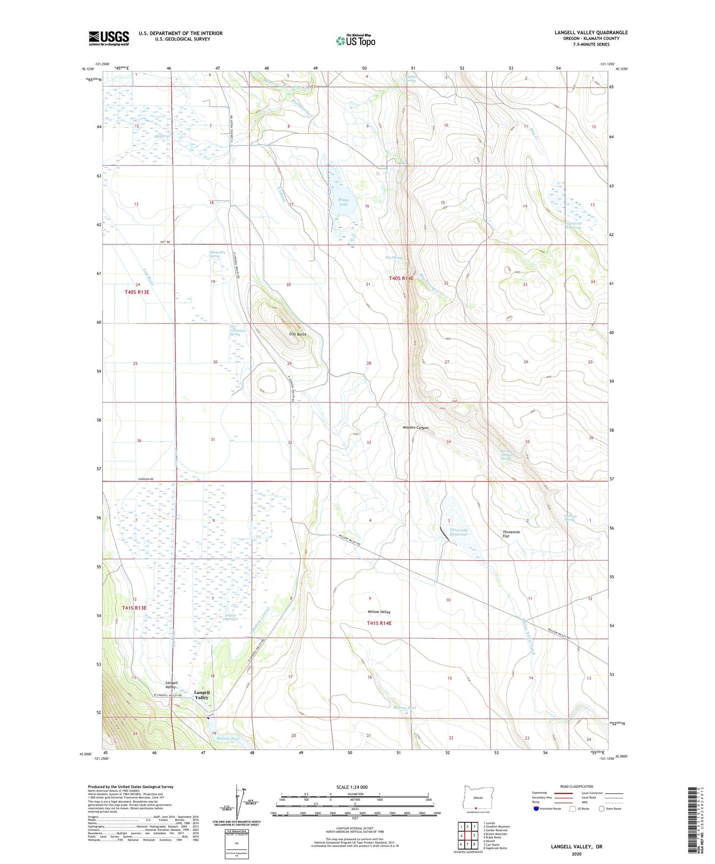 Langell Valley Oregon US Topo Map Image