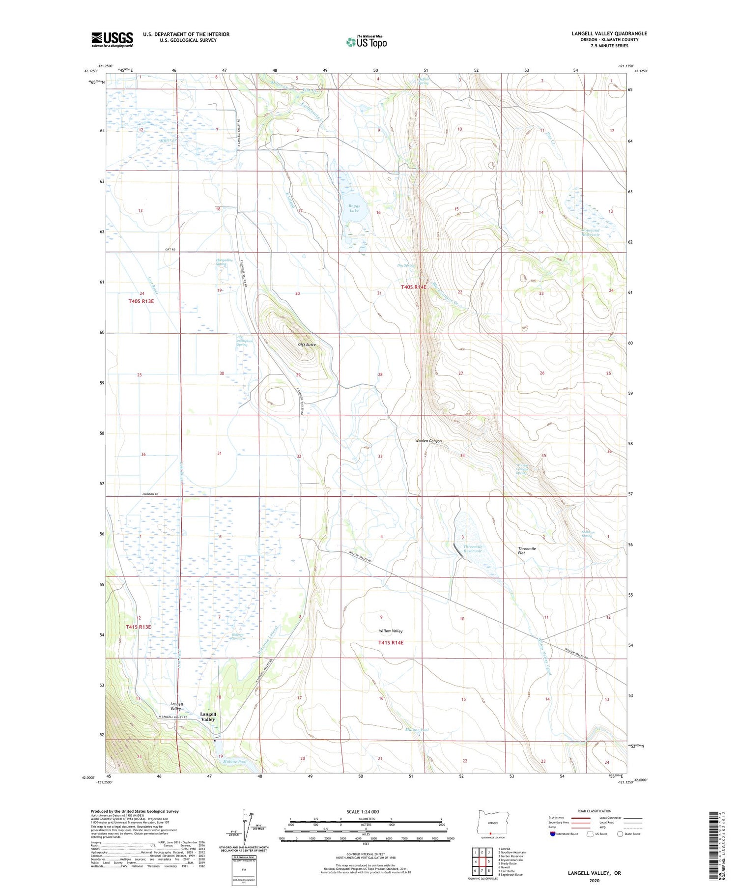Langell Valley Oregon US Topo Map Image