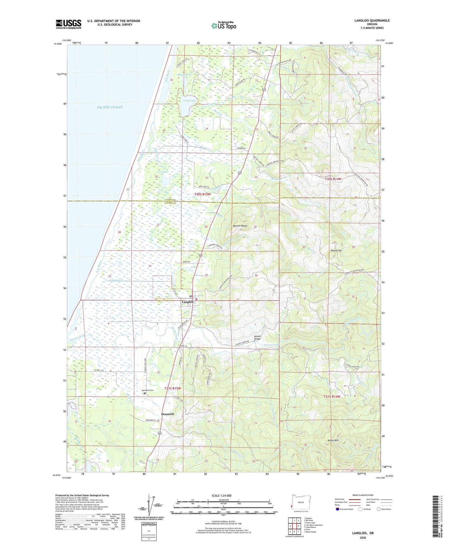 Langlois Oregon US Topo Map Image