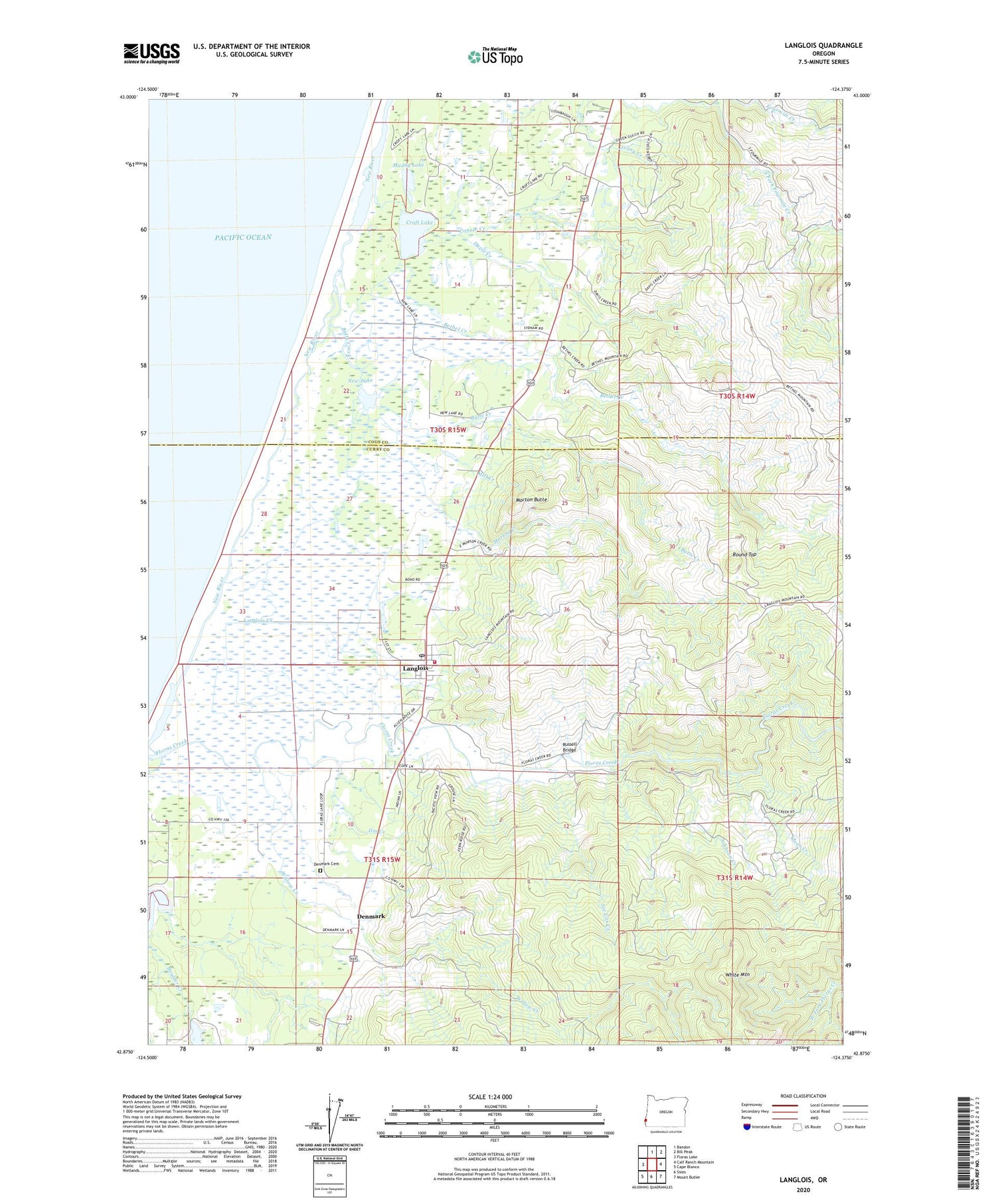 Langlois Oregon US Topo Map Image