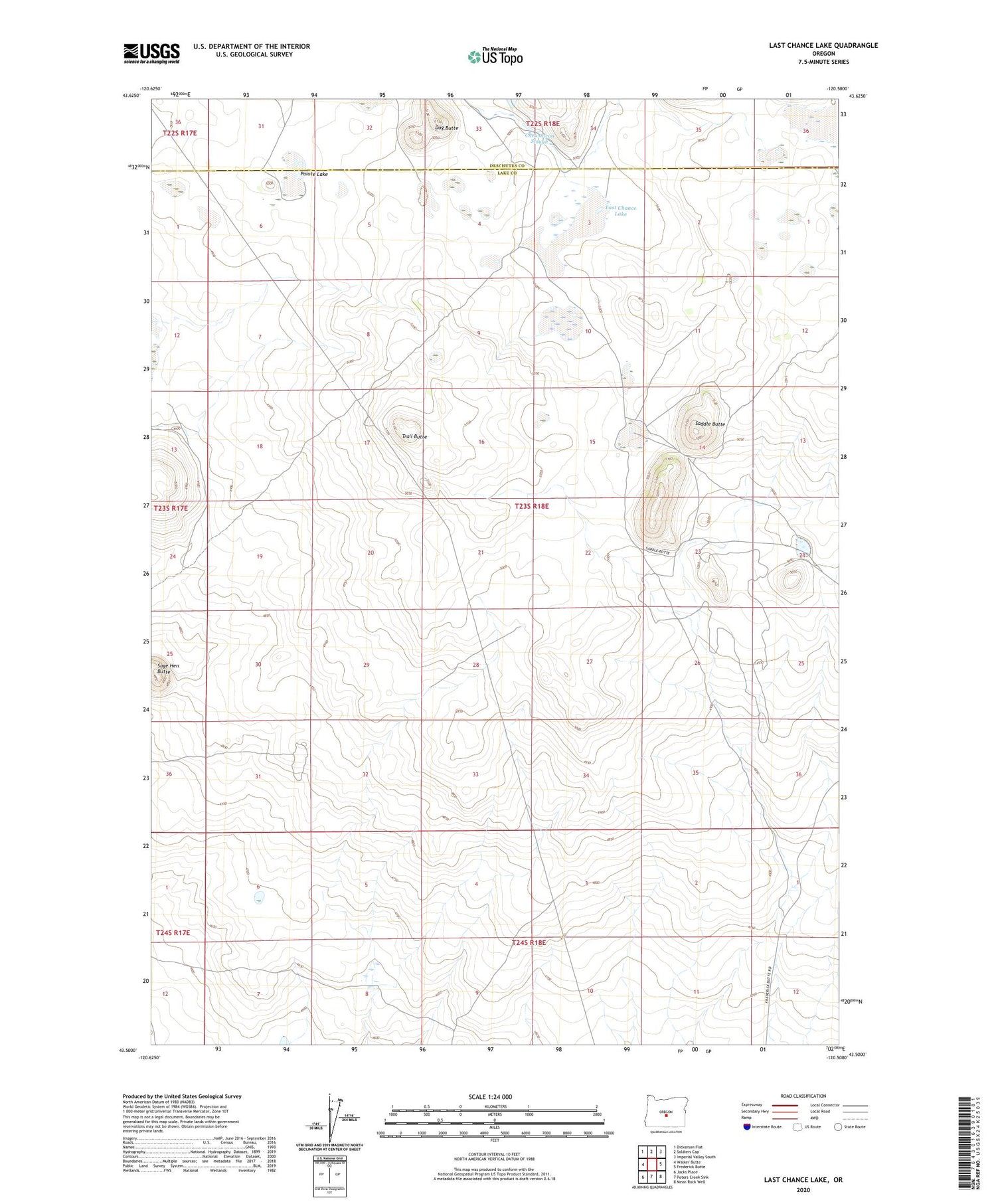 Last Chance Lake Oregon US Topo Map Image
