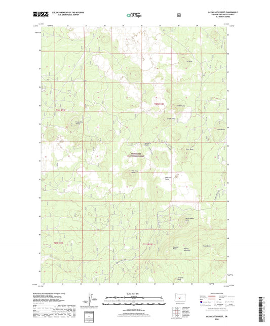 Lava Cast Forest Oregon US Topo Map Image