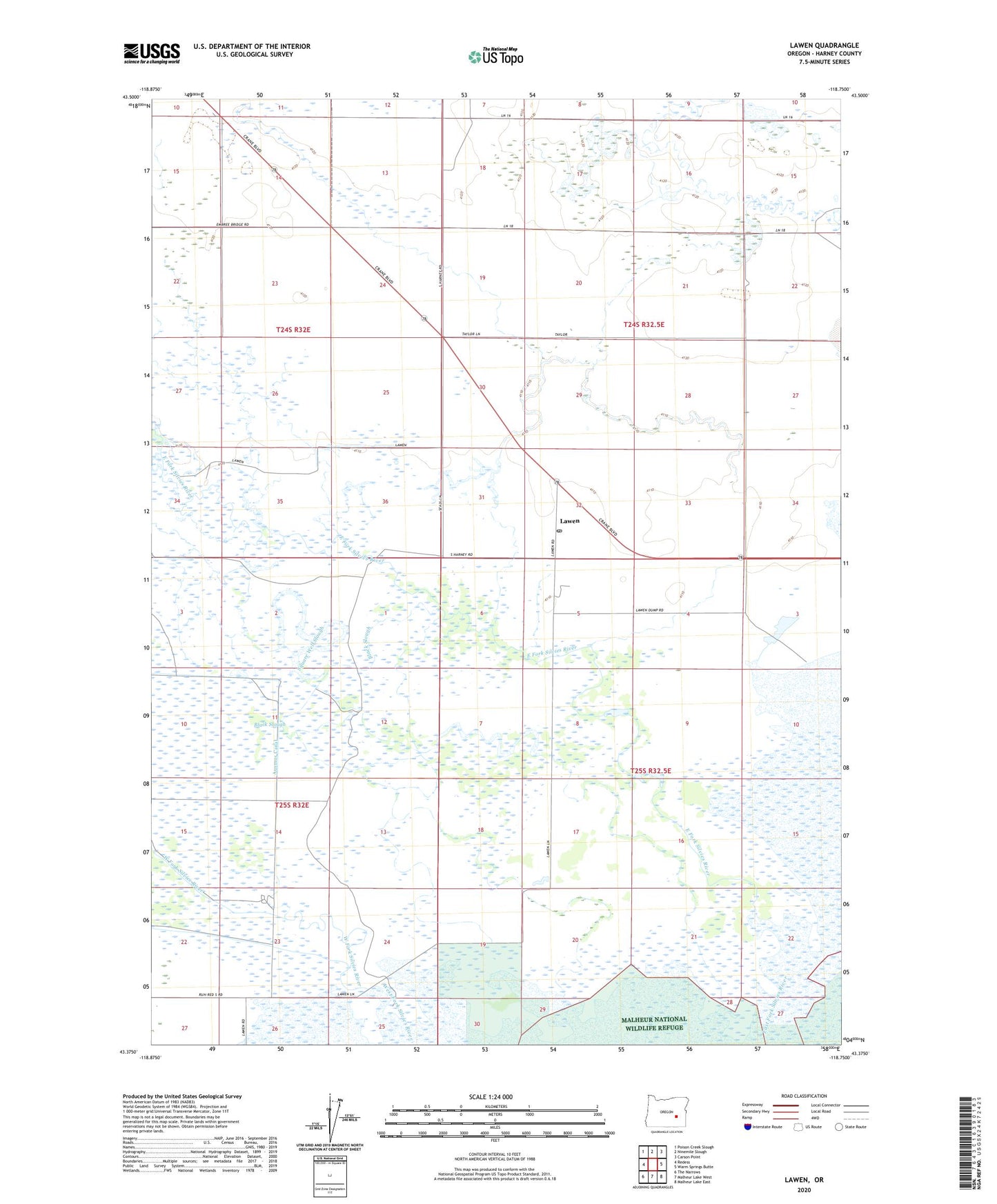 Lawen Oregon US Topo Map Image