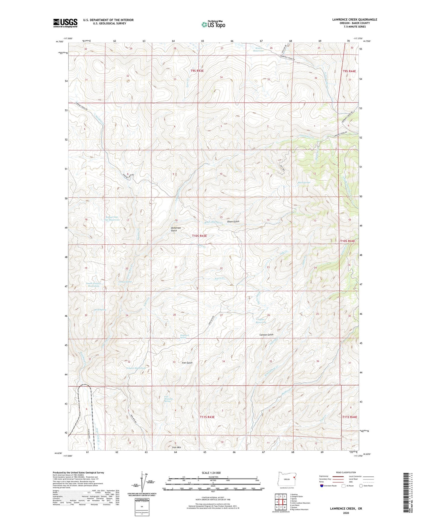Lawrence Creek Oregon US Topo Map Image