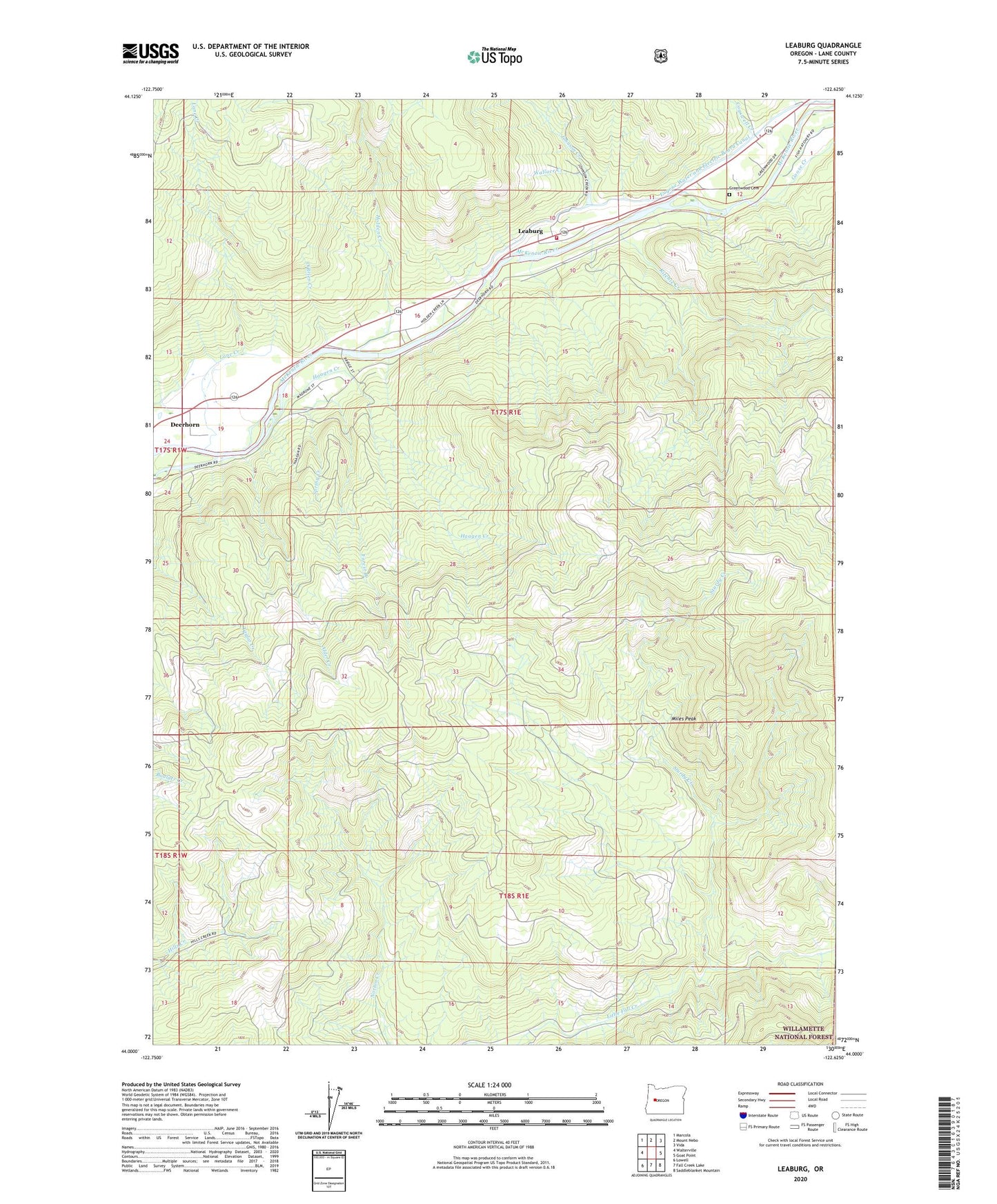Leaburg Oregon US Topo Map Image