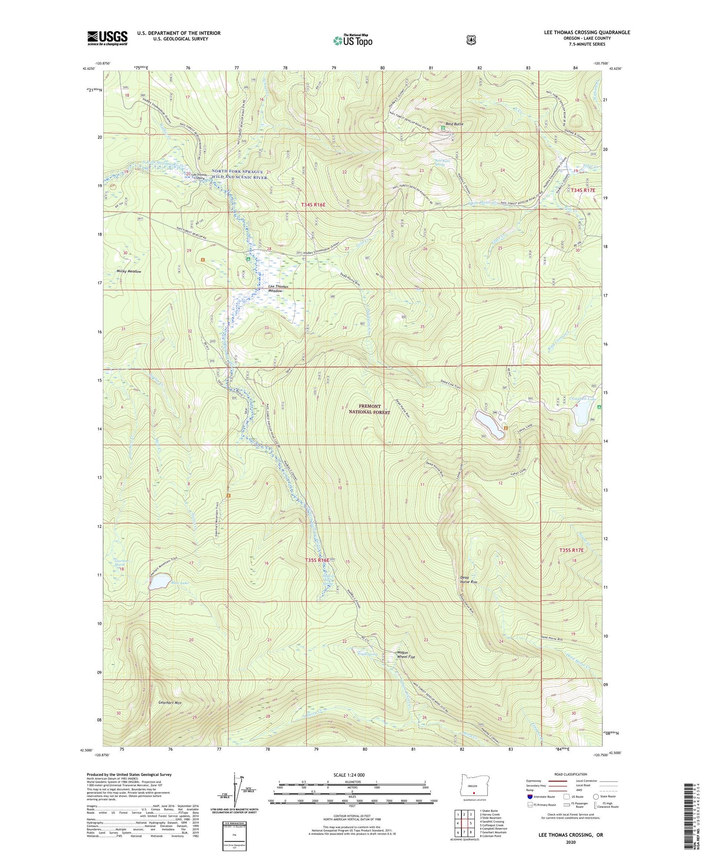 Lee Thomas Crossing Oregon US Topo Map Image